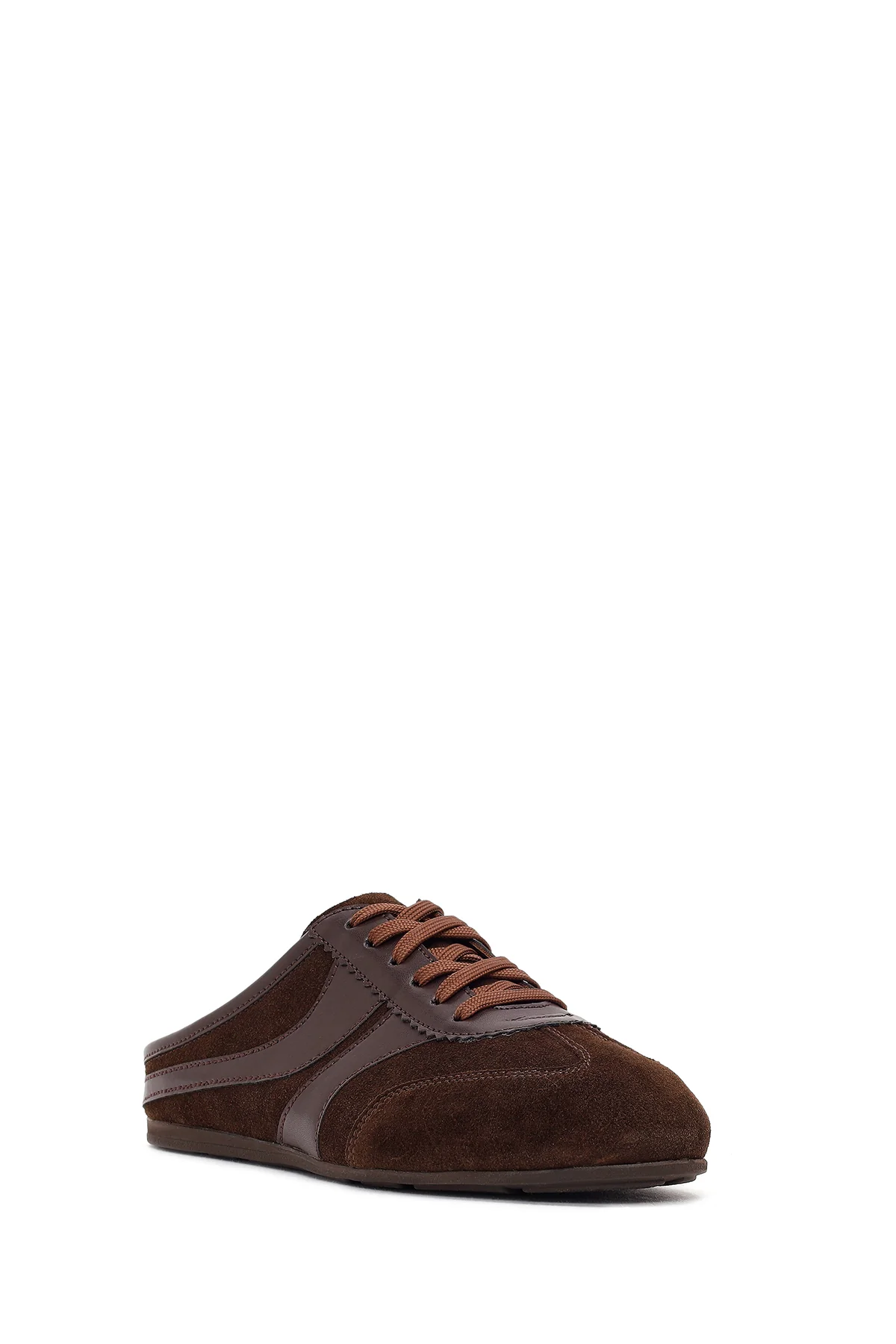 Kadın Kahverengi Mule Arkası Açık Süet Deri Sneaker - Image 7