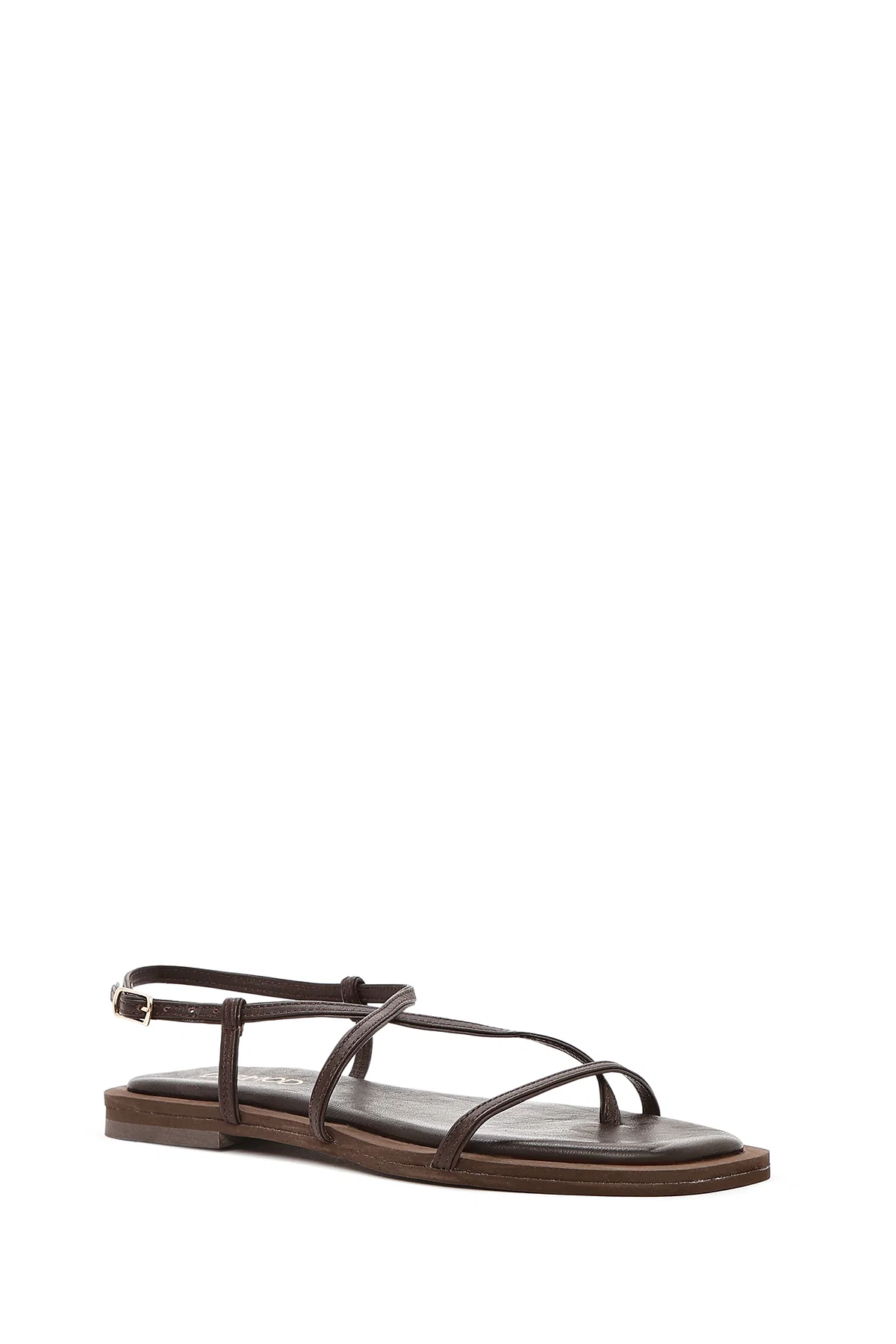 Kadın Kahverengi Parmak Arası Deri Sandalet - Image 6