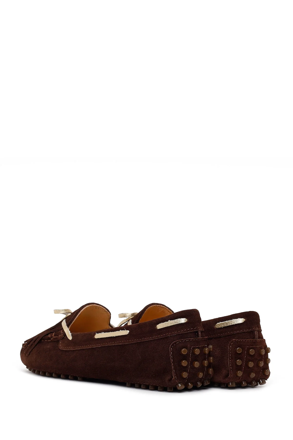 Kadın Kahverengi Püsküllü Süet Deri Loafer - Image 6