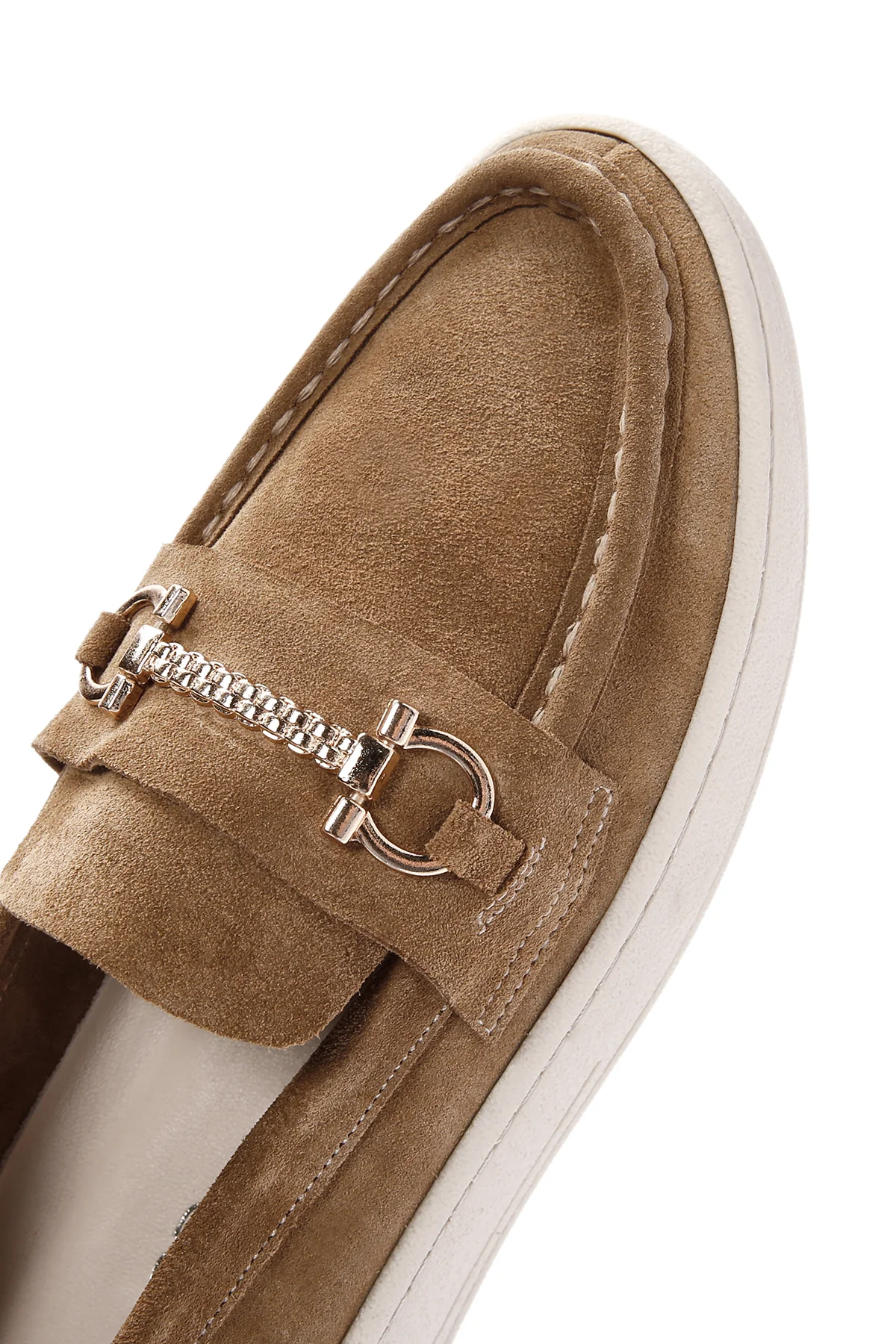 Kadın Kahverengi Süet Deri Casual Loafer - Image 10