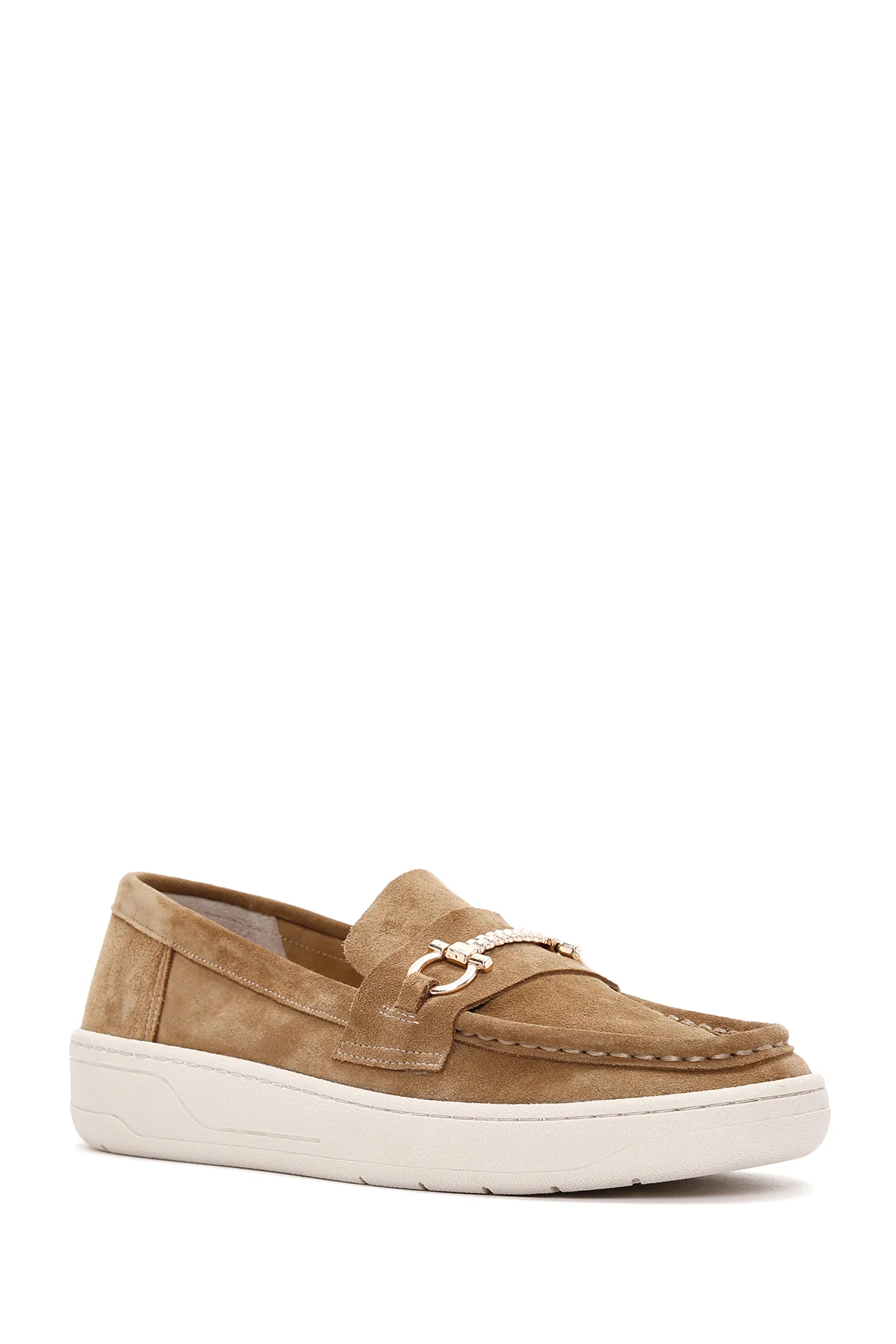 Kadın Kahverengi Süet Deri Casual Loafer - Image 6