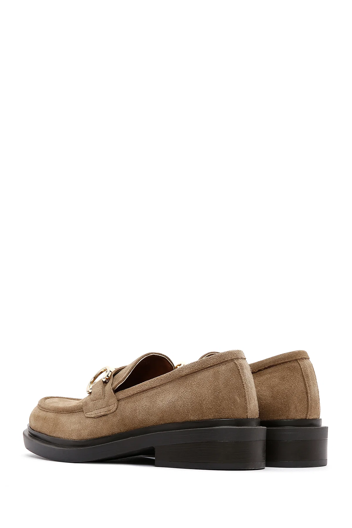 Kadın Kahverengi Toka Detaylı Süet Deri Maskülen Loafer - Image 5