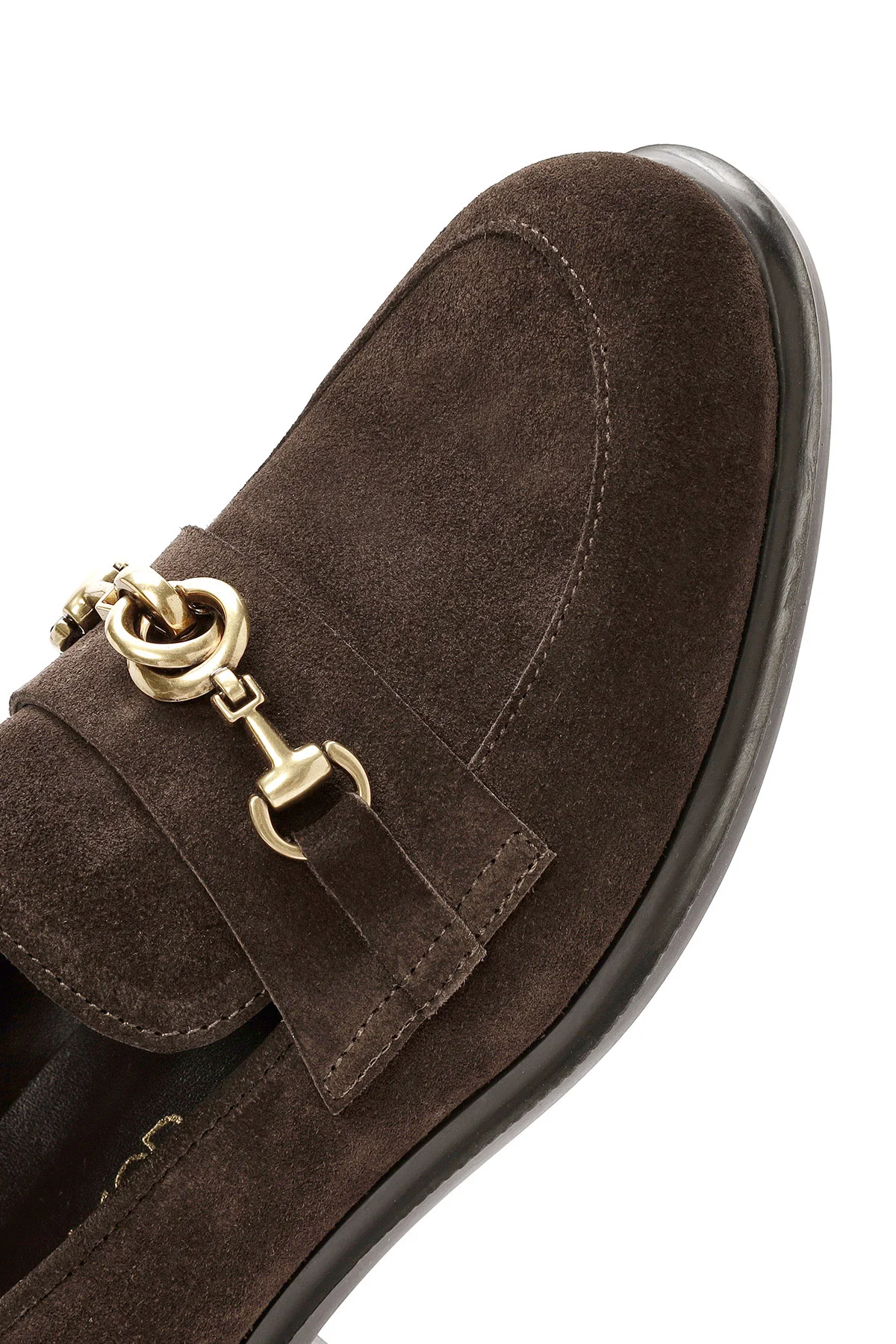 Kadın Kahverengi Toka Detaylı Süet Deri Maskülen Loafer - Image 9