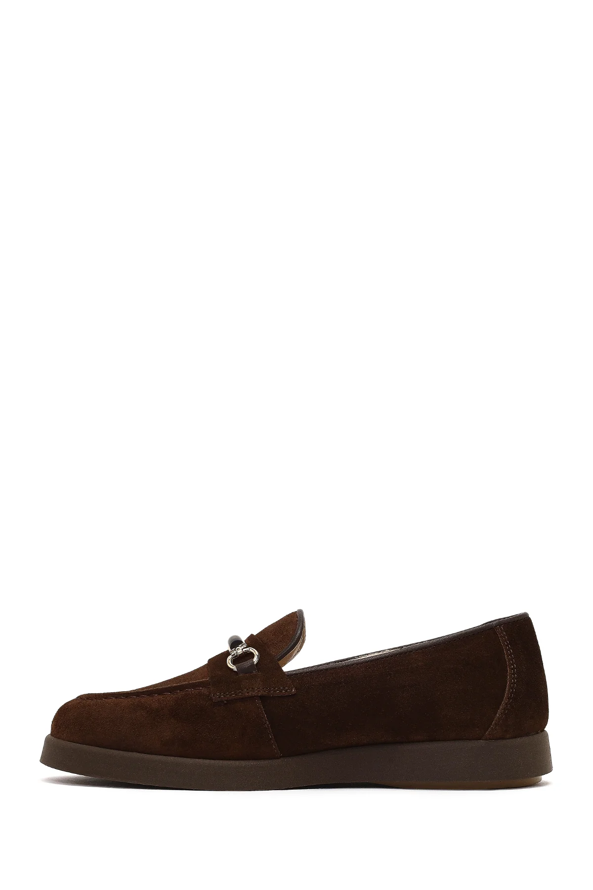 Kadın Kahverengi Tokalı Süet Deri Comfort Loafer - Image 2
