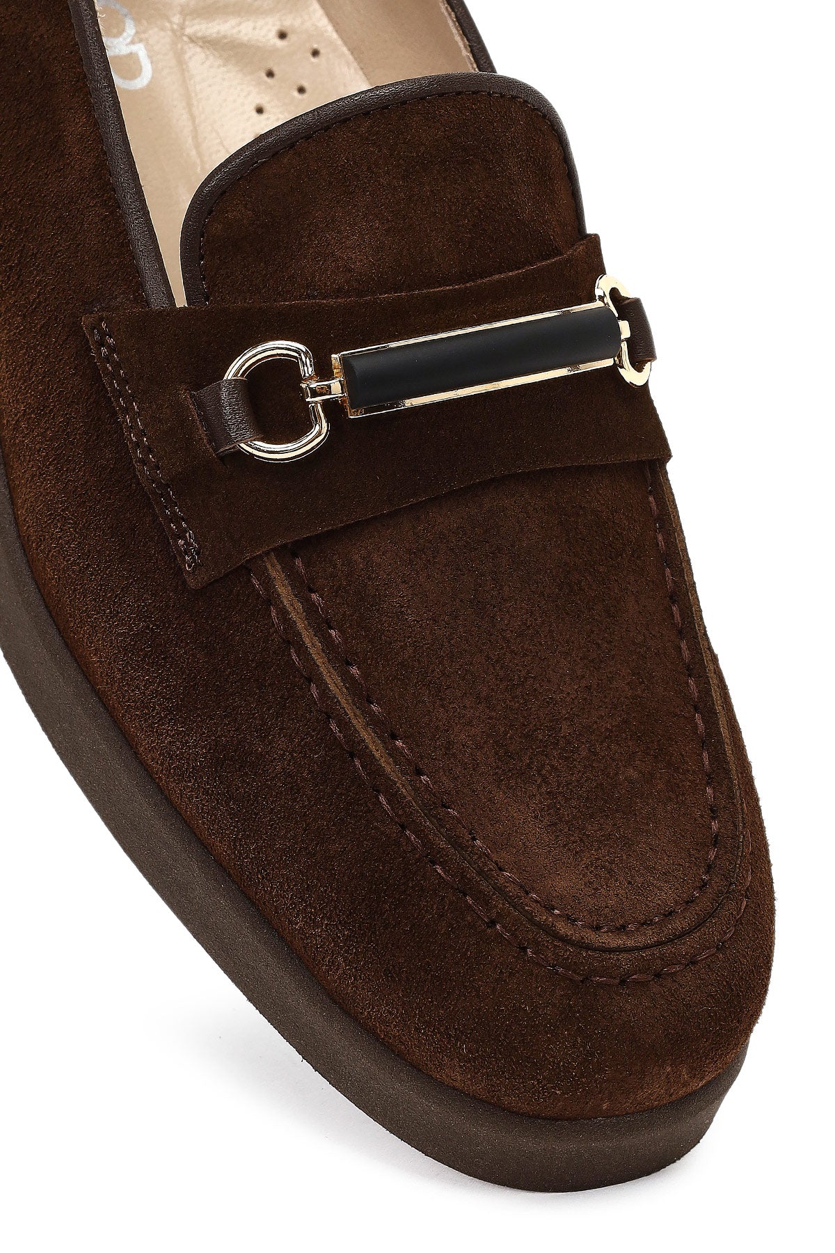 Kadın Kahverengi Tokalı Süet Deri Comfort Loafer - Image 9