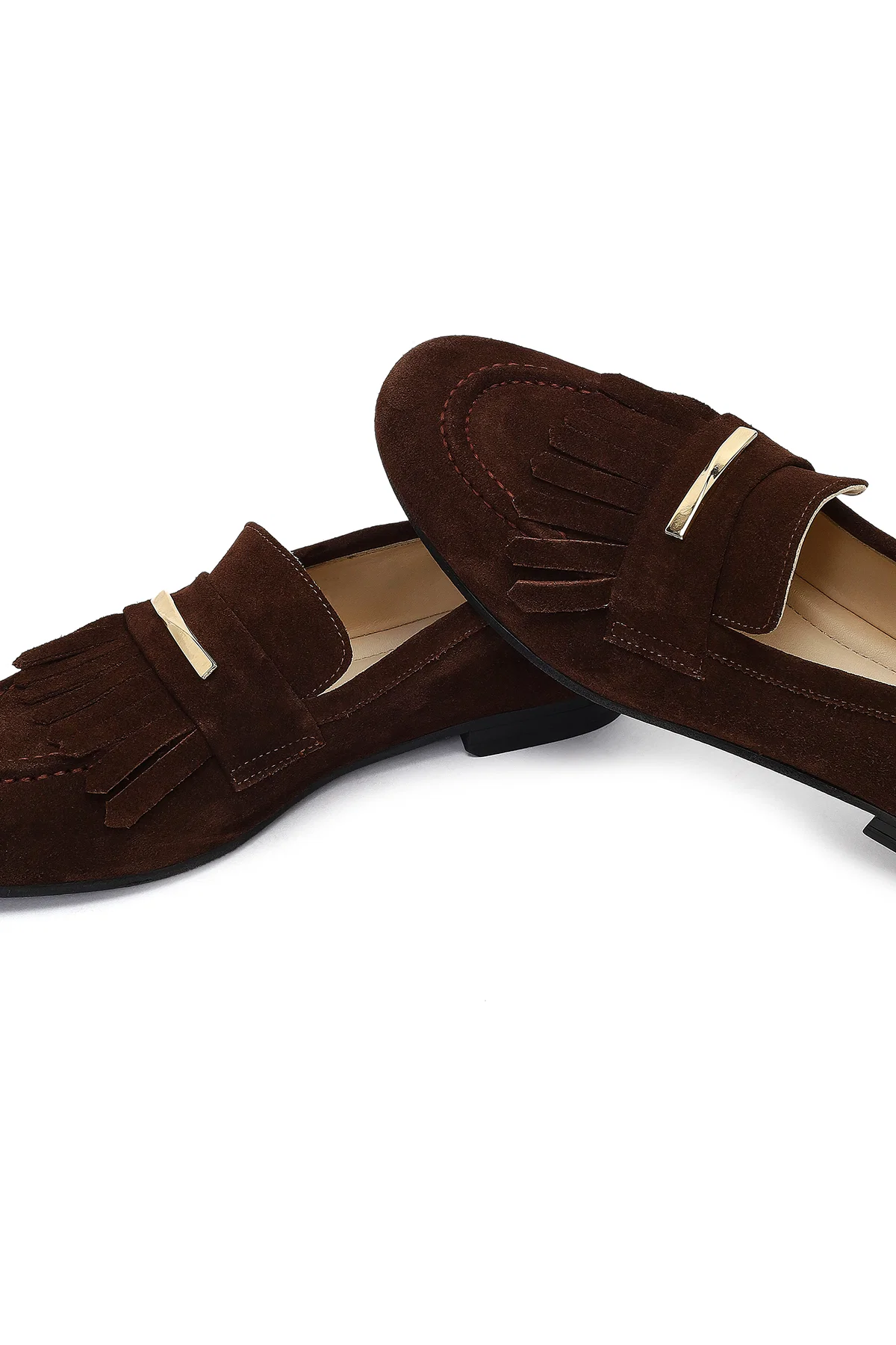 Kadın Kahverengi Tokalı Süet Deri Loafer - Image 10