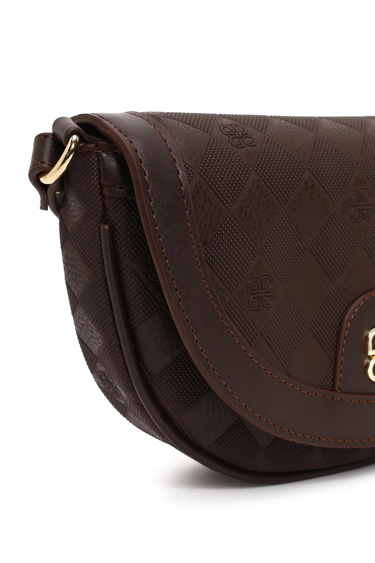 Kadın Kahverengi Uzun Askılı Baskılı Mini Çapraz Çanta - Image 9