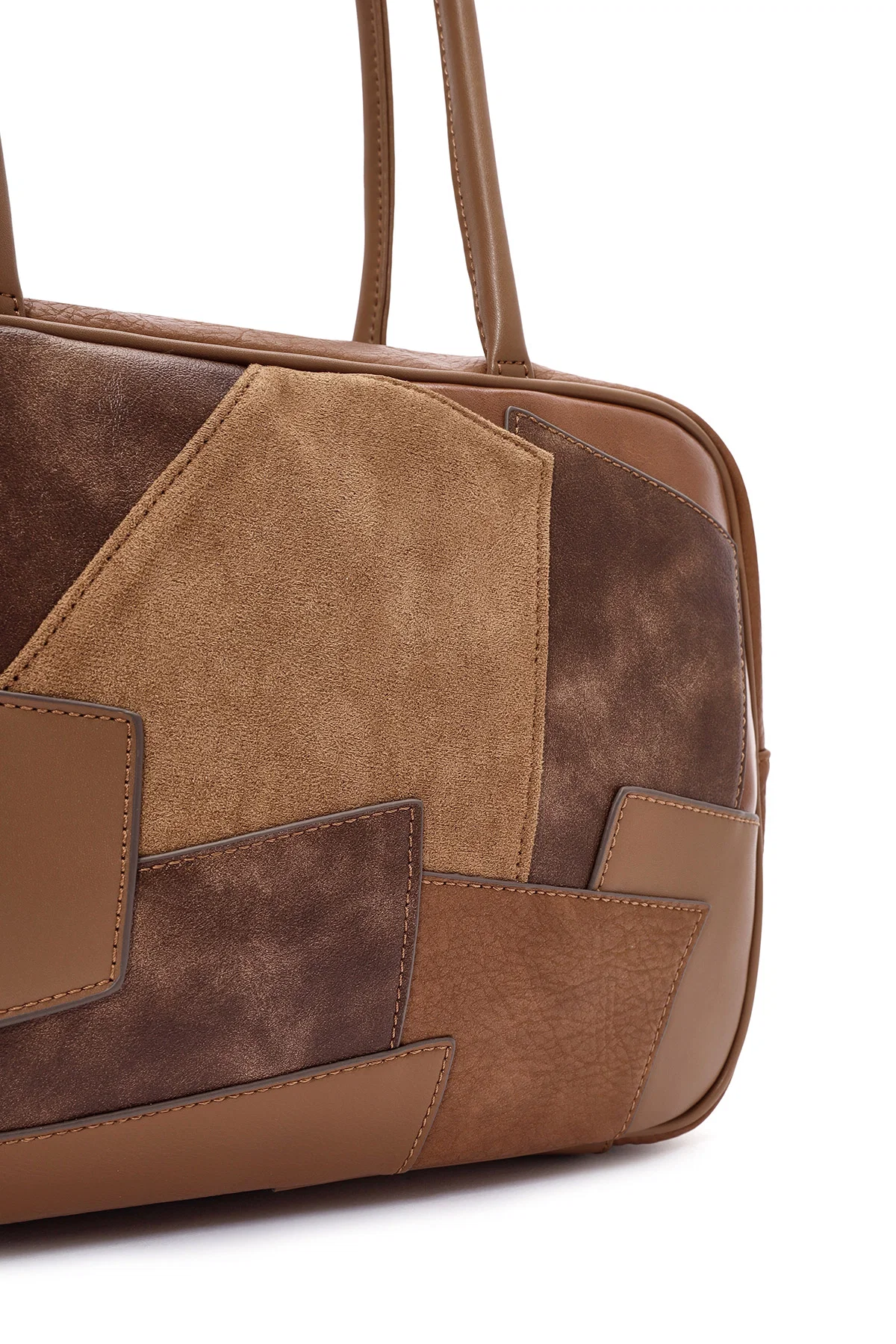 Kadın Kahverengi Uzun Askılı Desenli Kol Çantası - Image 8