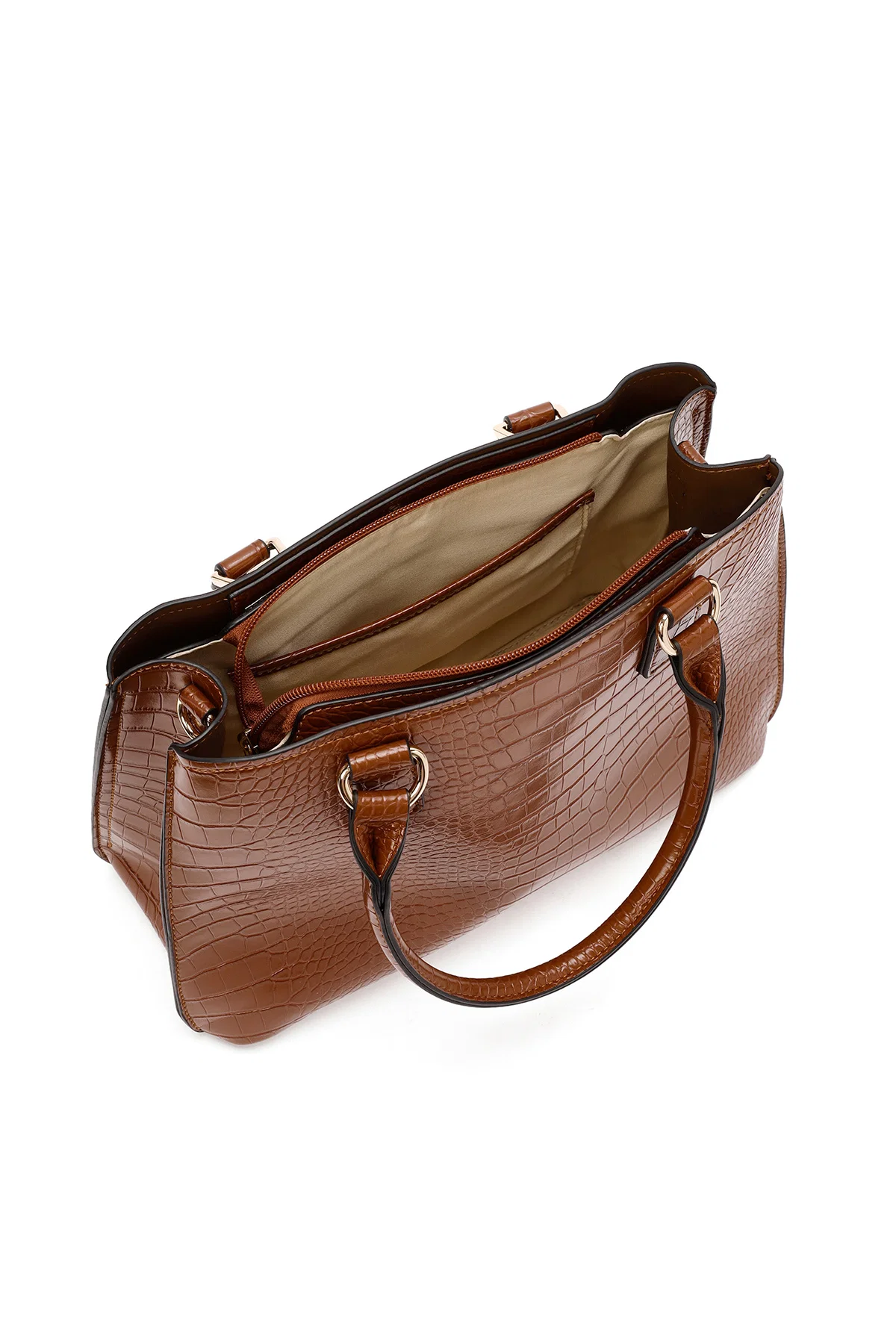 Kadın Kahverengi Uzun Askılı Kroko Kol Çantası - Image 8