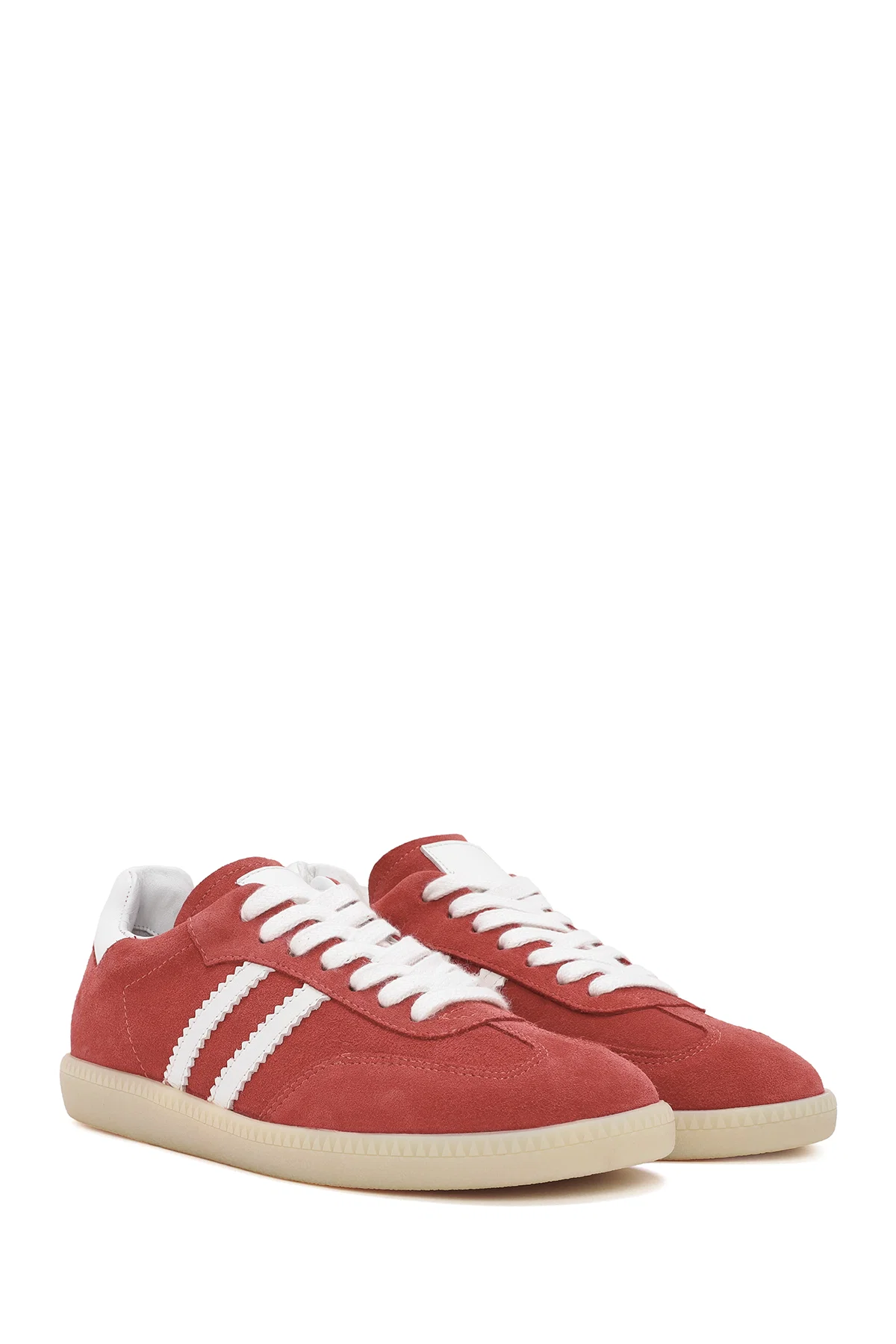 Kadın Kırmızı Bağcıklı Süet Deri Sneaker - Image 3