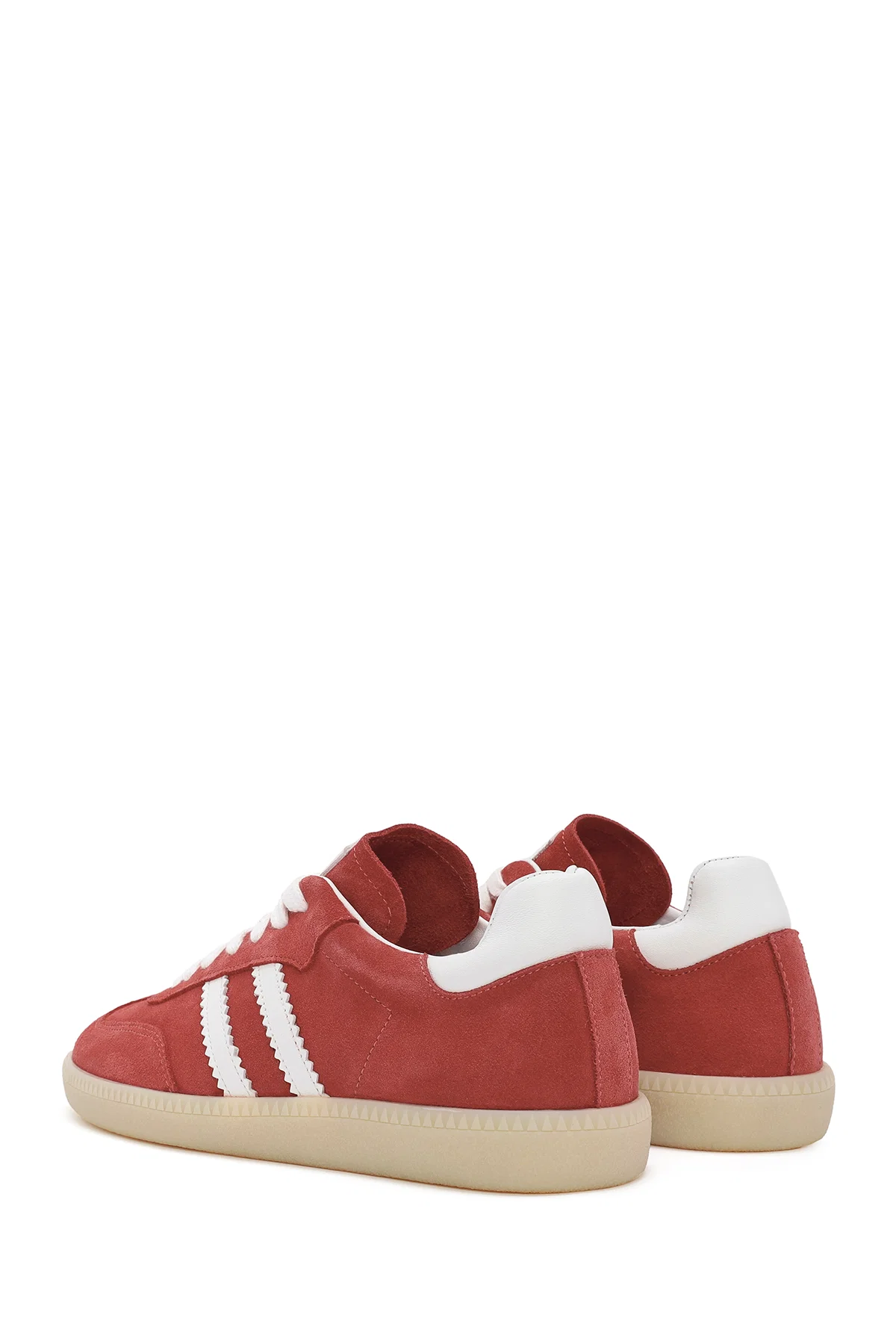 Kadın Kırmızı Bağcıklı Süet Deri Sneaker - Image 5