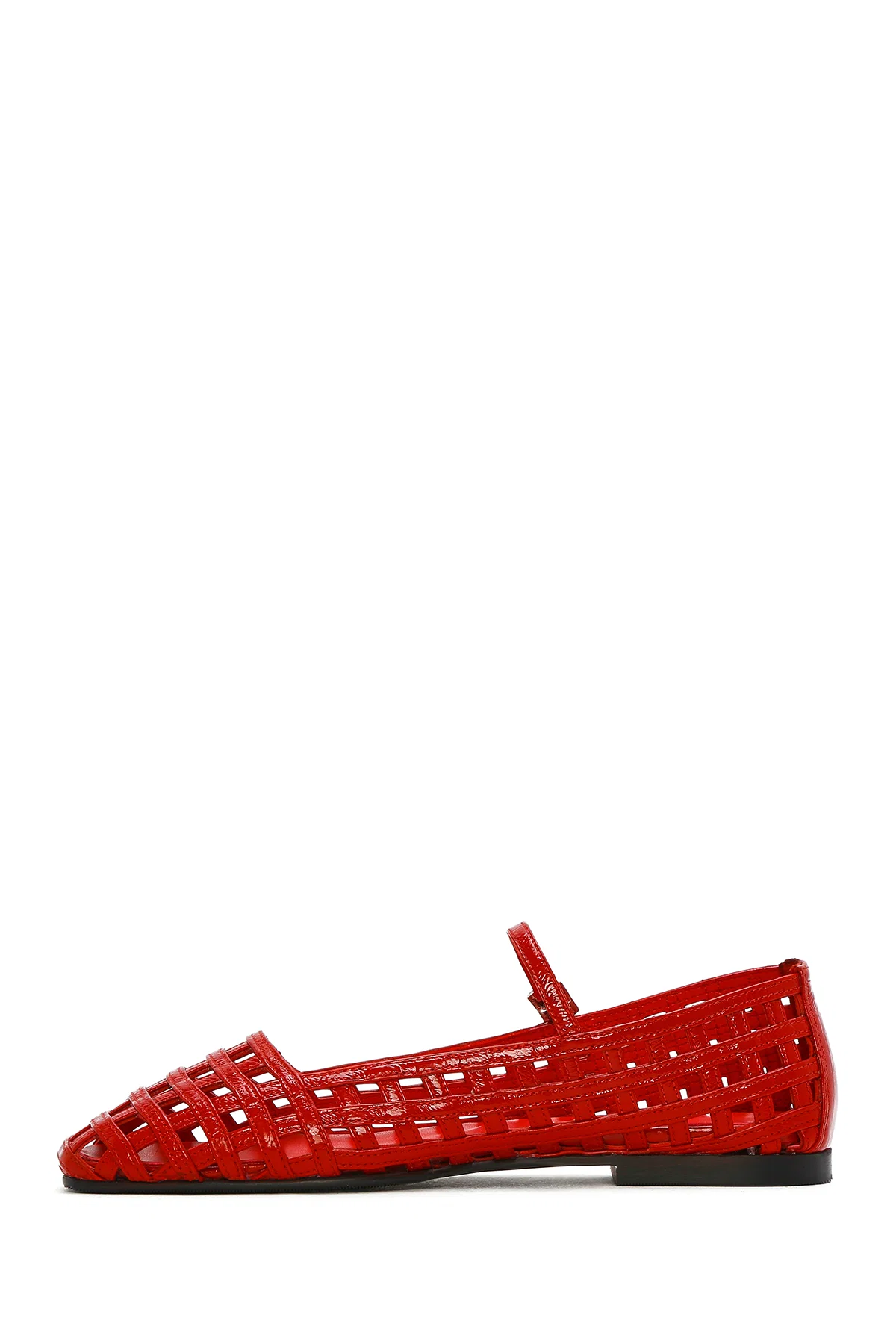 Kadın Kırmızı Bantlı Rugan Deri Babet - Image 2