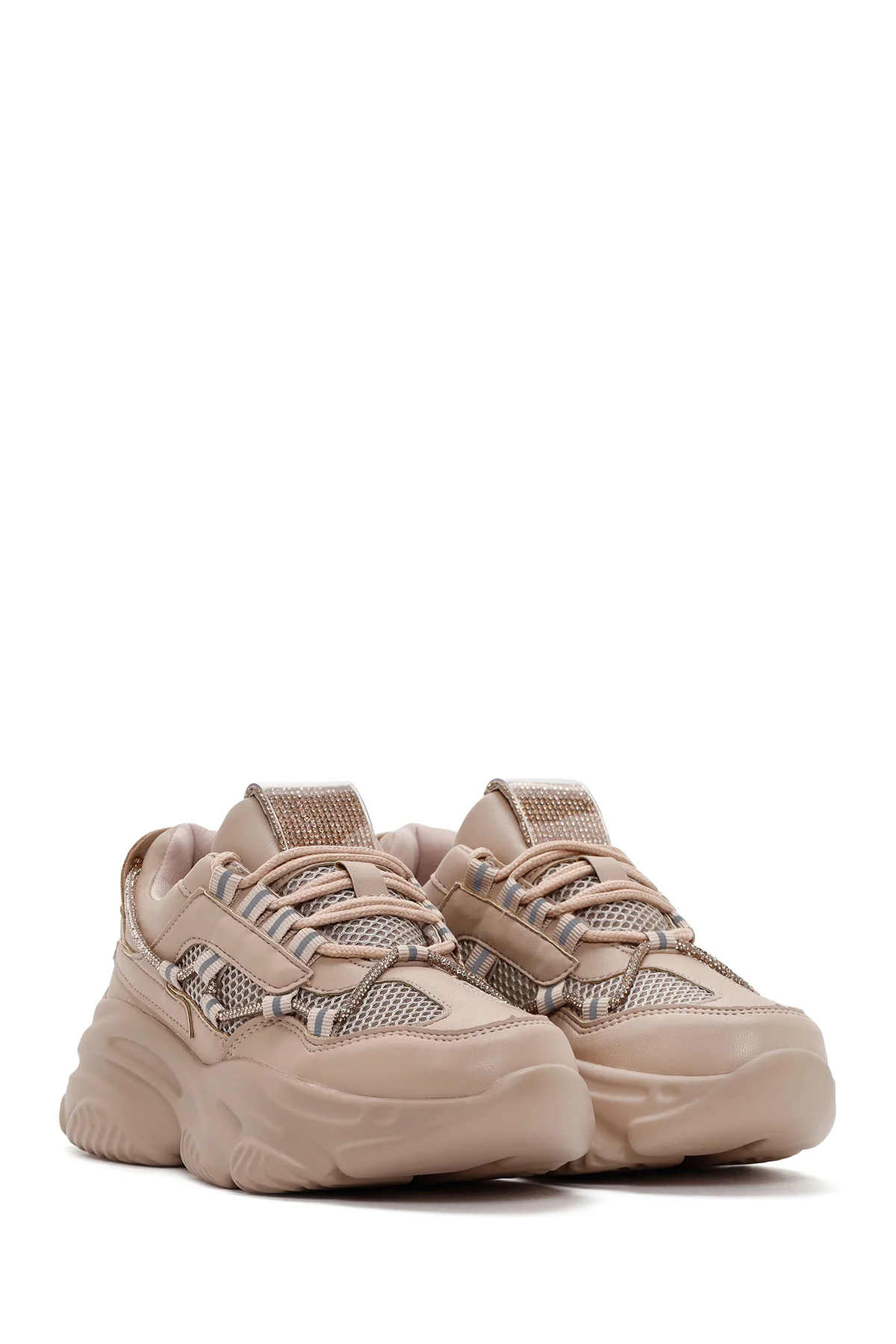 Kadın Koyu Pudra Kalın Tabanlı Sneaker - Image 3