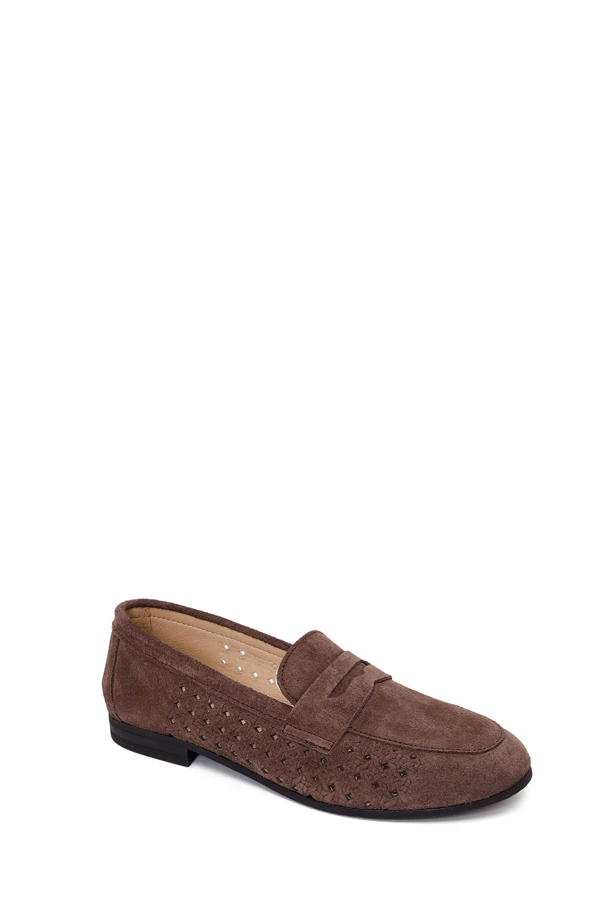 Kadın Koyu Vizon Süet Deri Loafer - Image 7