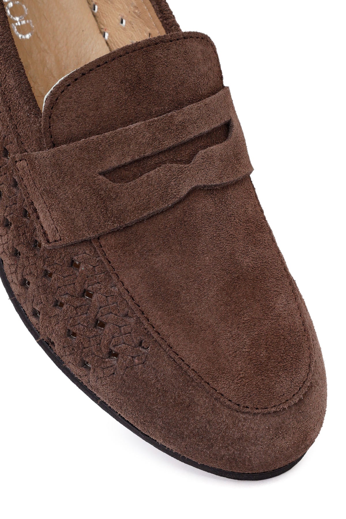 Kadın Koyu Vizon Süet Deri Loafer - Image 9