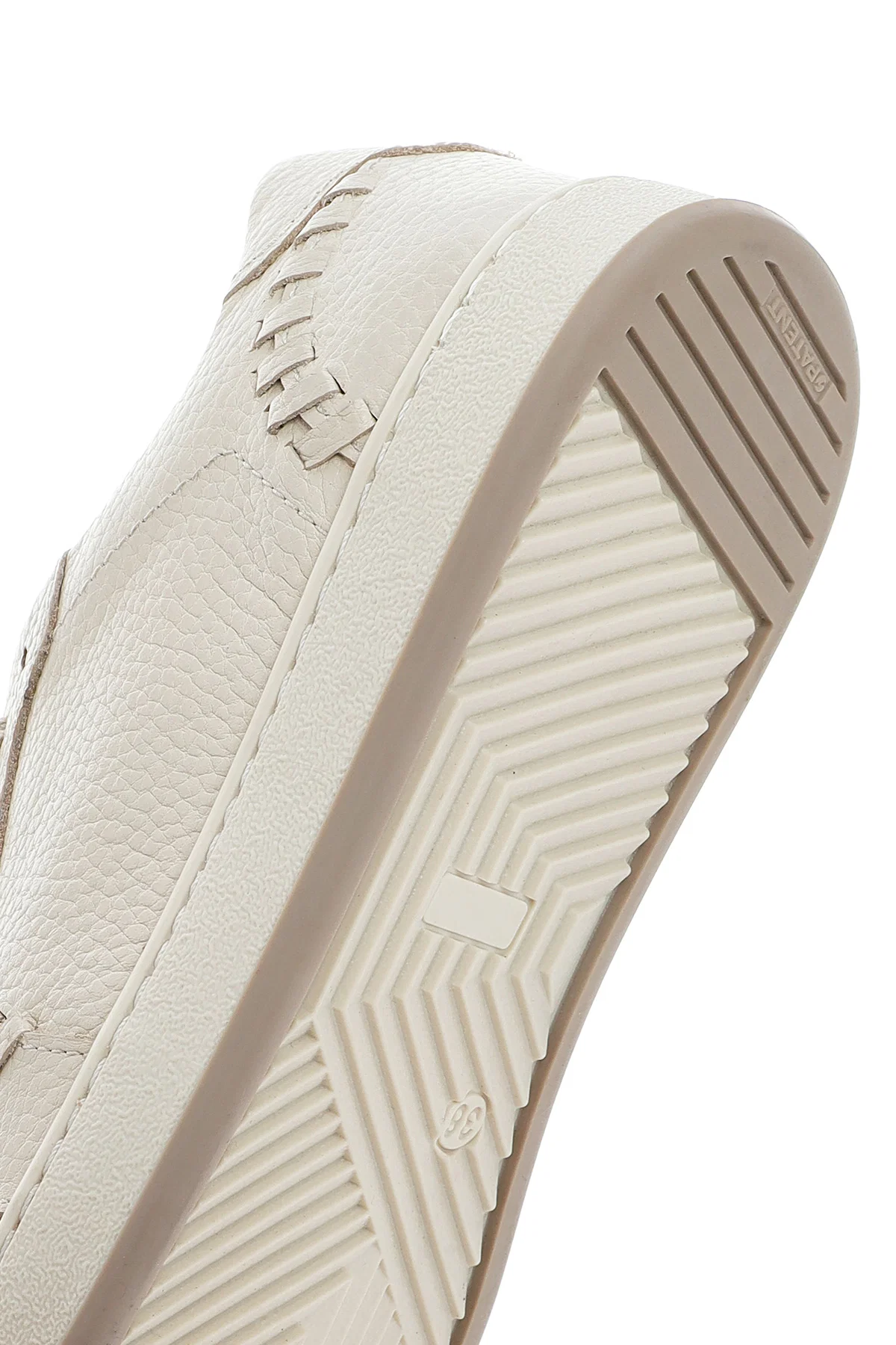Kadın Krem Bağcıklı Deri Sneaker - Image 8