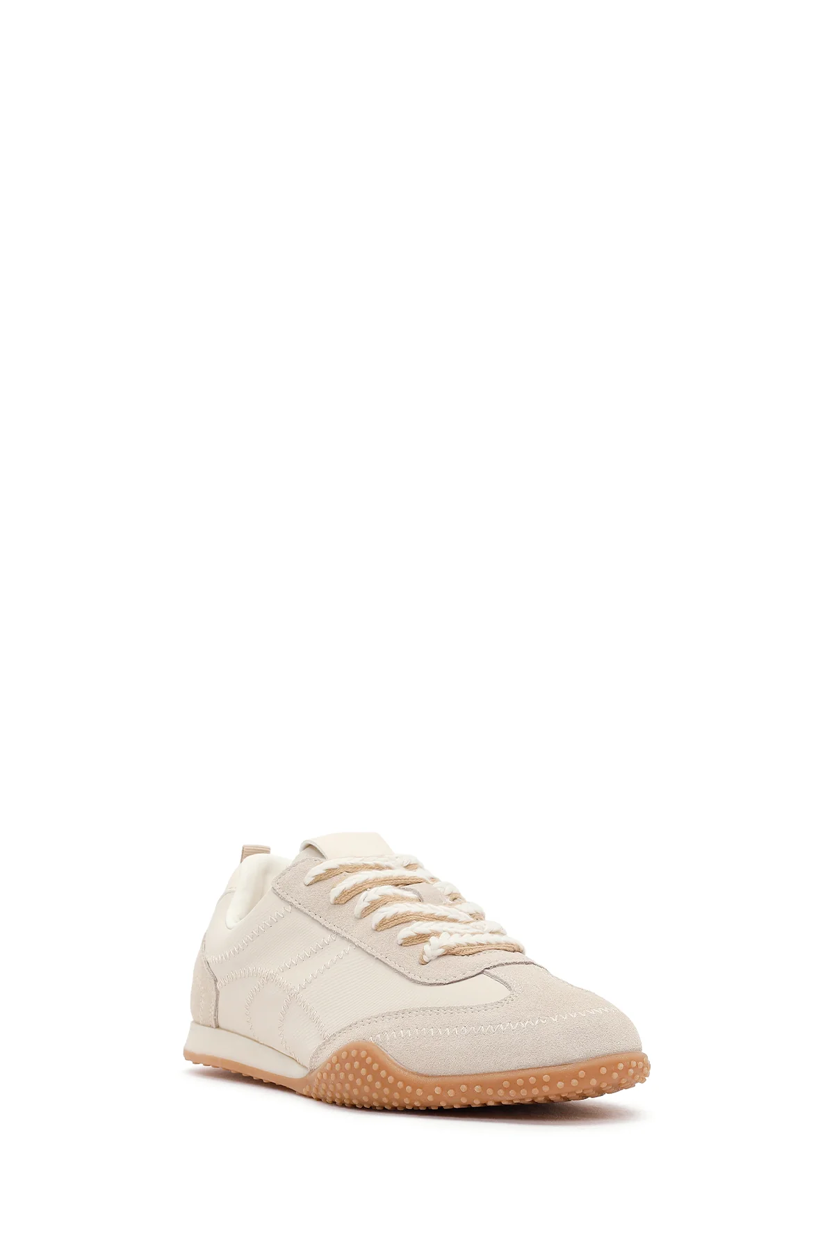 Kadın Krem Bağcıklı Deri Sneaker - Image 7