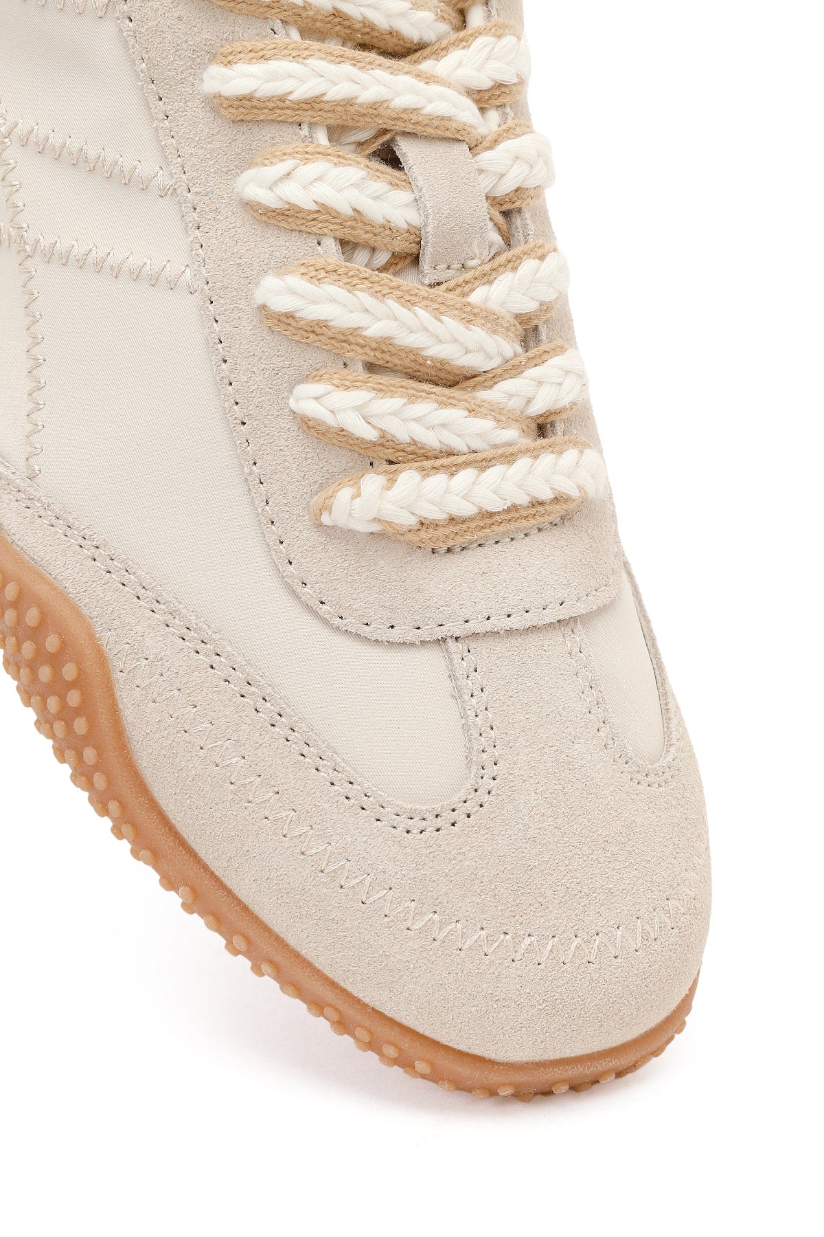 Kadın Krem Bağcıklı Deri Sneaker - Image 9
