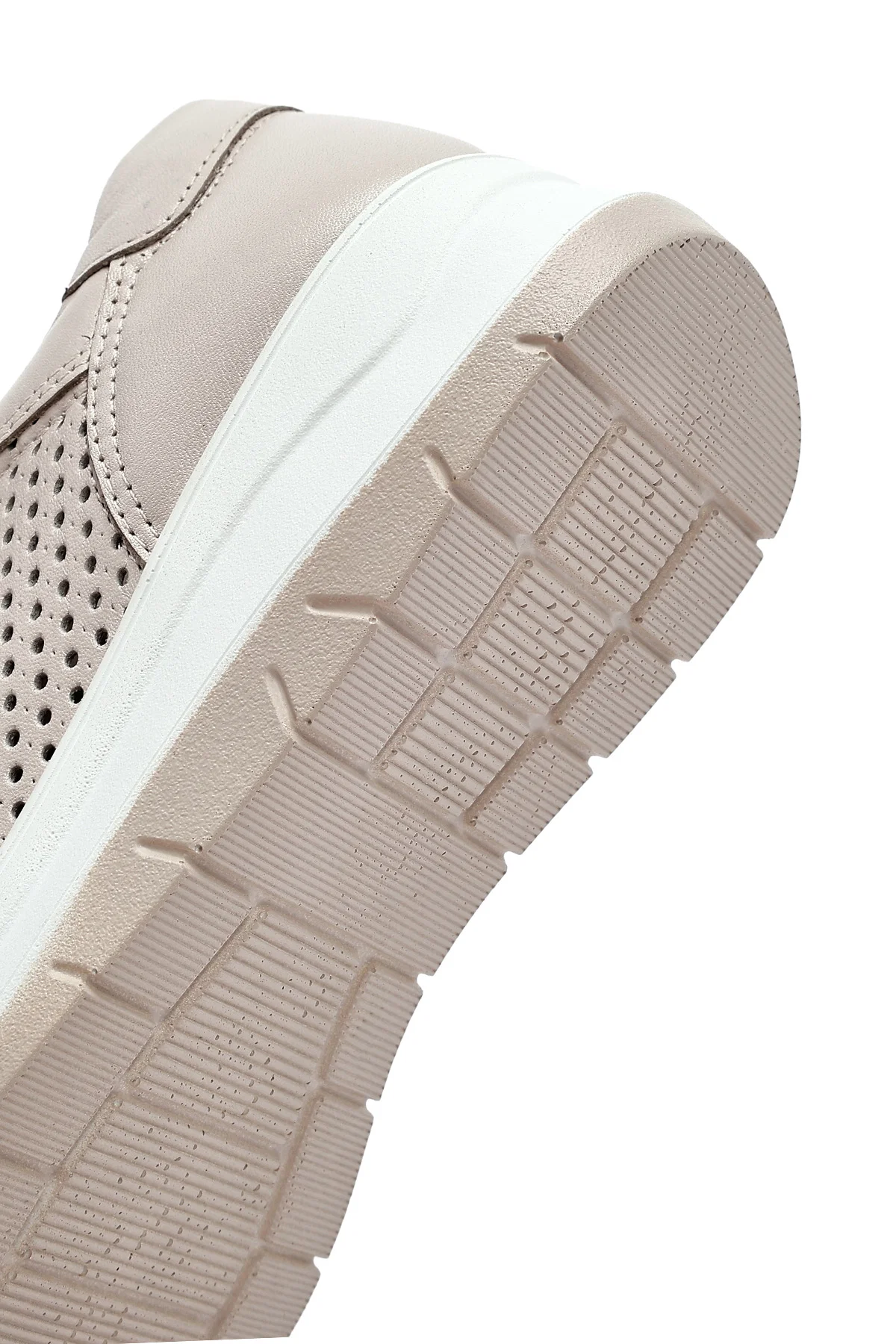Kadın Krem Bağcıklı Kalın Tabanlı Deri Sneaker - Image 8