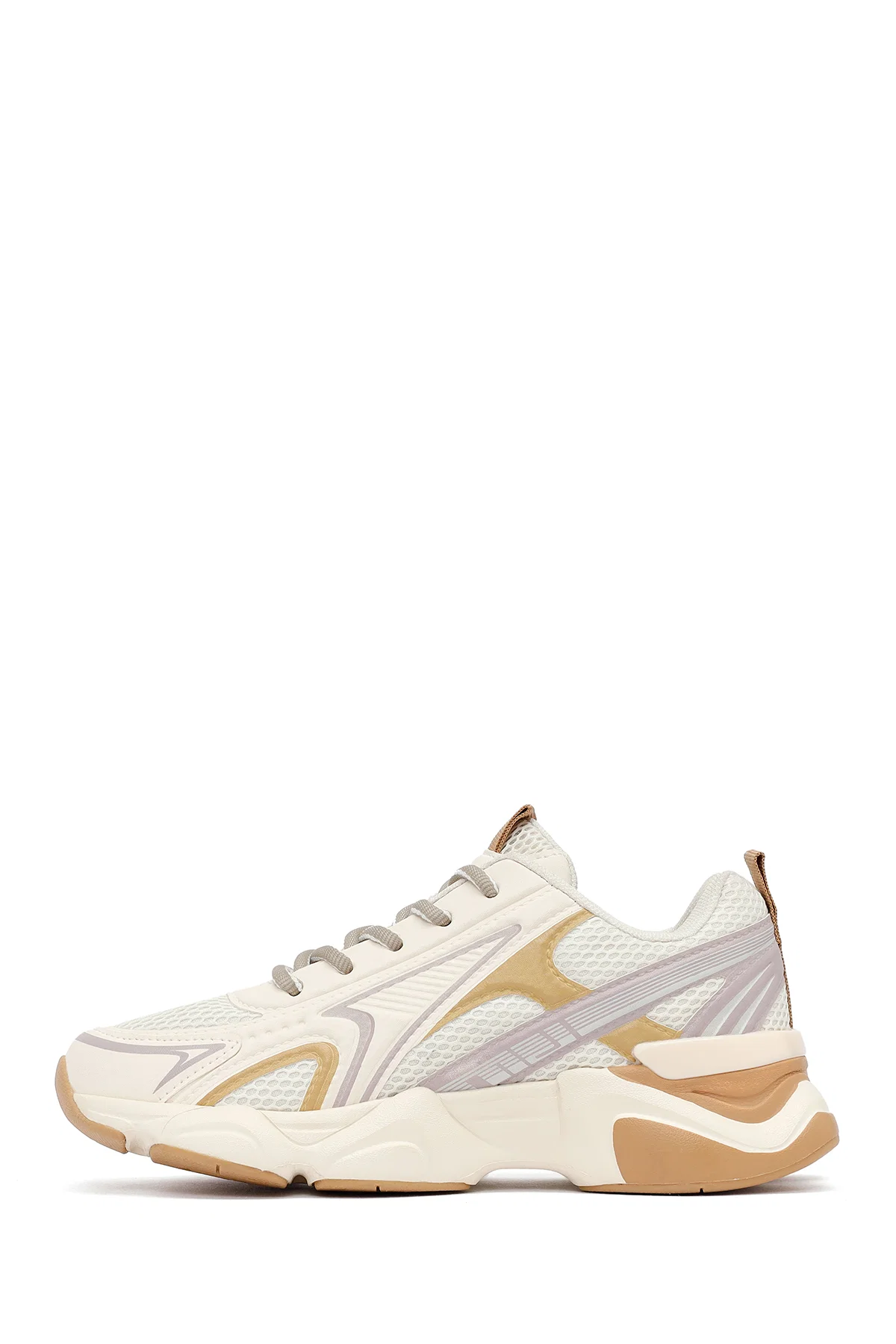 Kadın Krem Bağcıklı Kalın Tabanlı Sneaker - Image 2