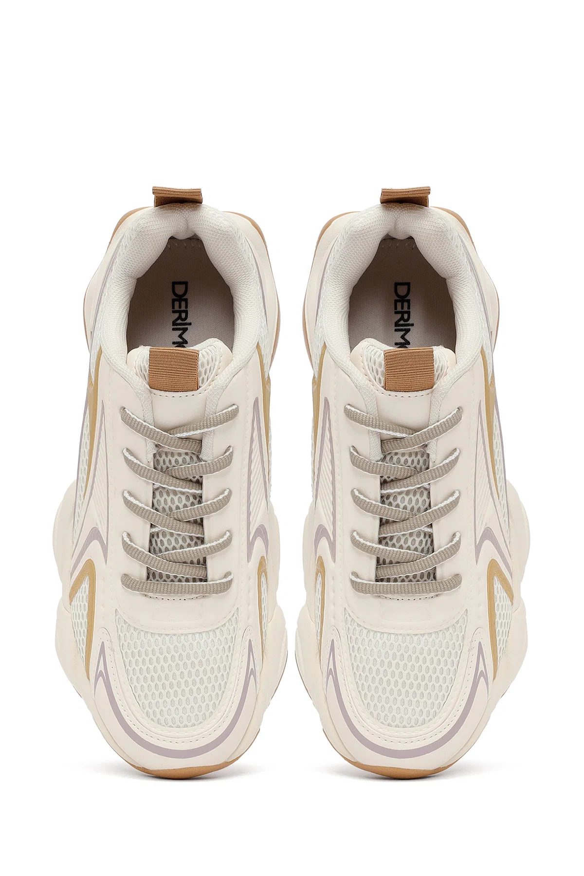 Kadın Krem Bağcıklı Kalın Tabanlı Sneaker - Image 7
