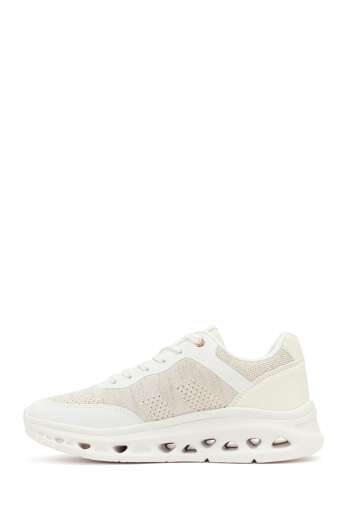 Kadın Krem Bağcıklı Kalın Tabanlı Sneaker - Image 3