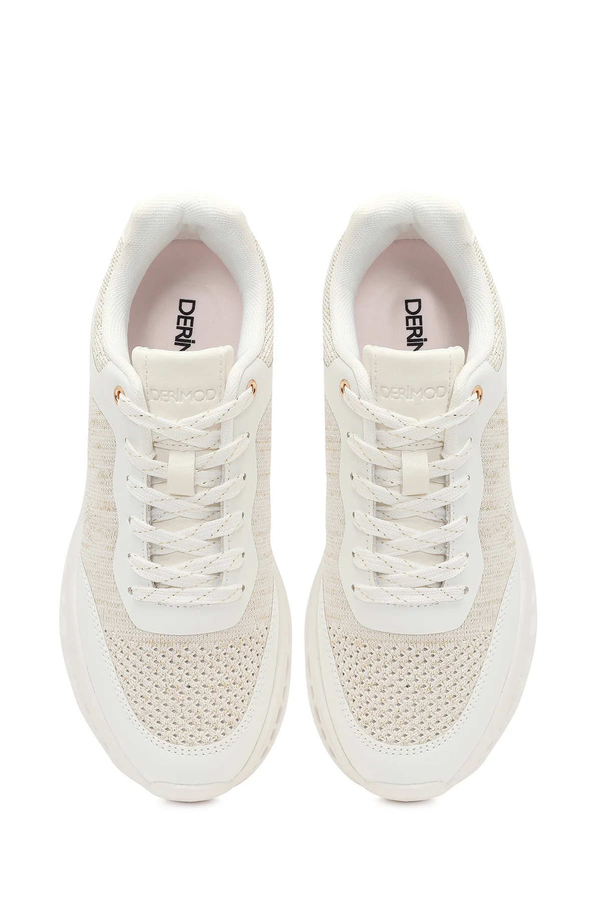 Kadın Krem Bağcıklı Kalın Tabanlı Sneaker - Image 4