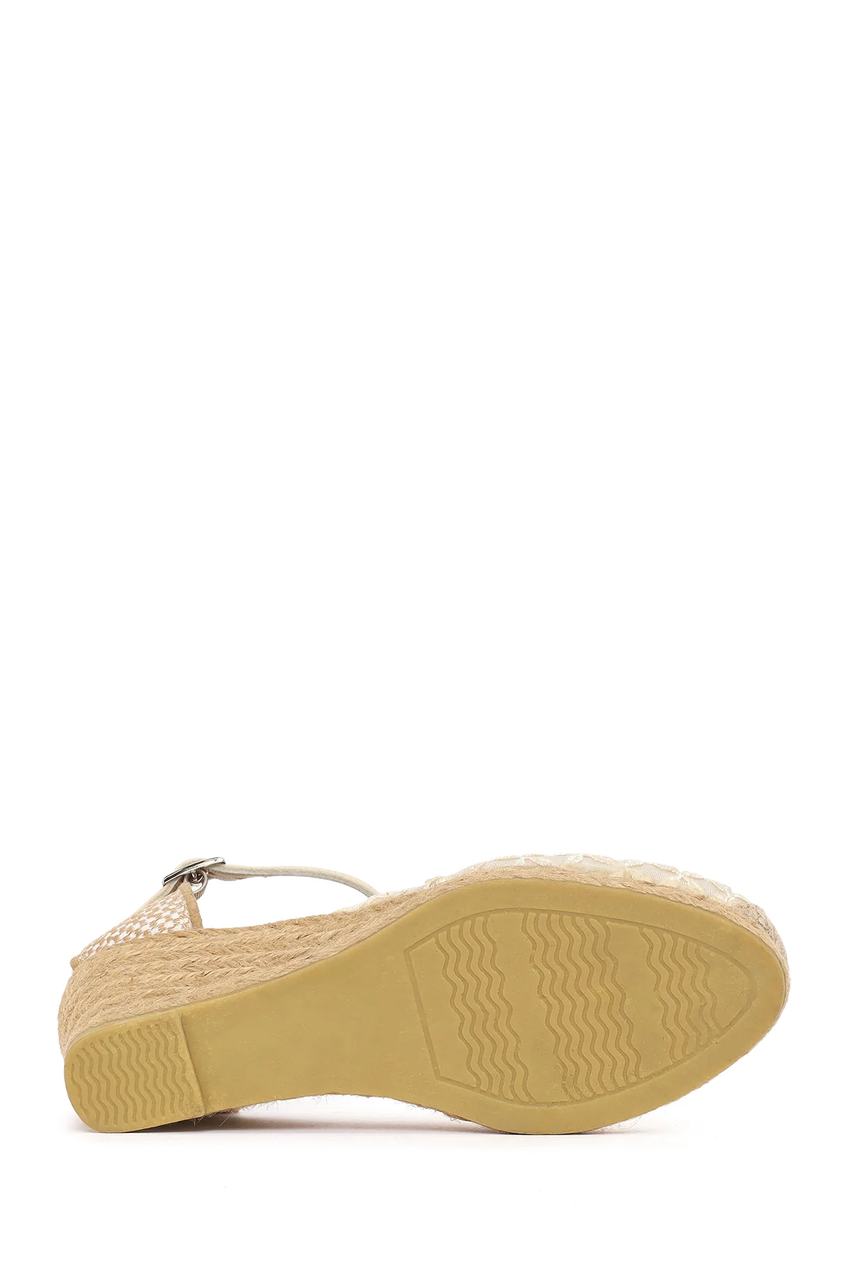 Kadın Krem Bilekten Tokalı Dolgu Topuklu Espadril - Image 6