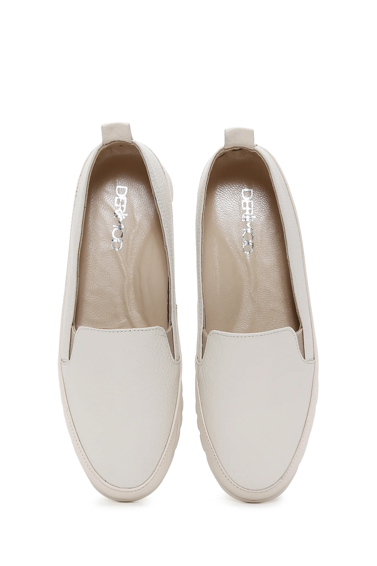 Kadın Krem Deri Comfort Loafer - Image 6