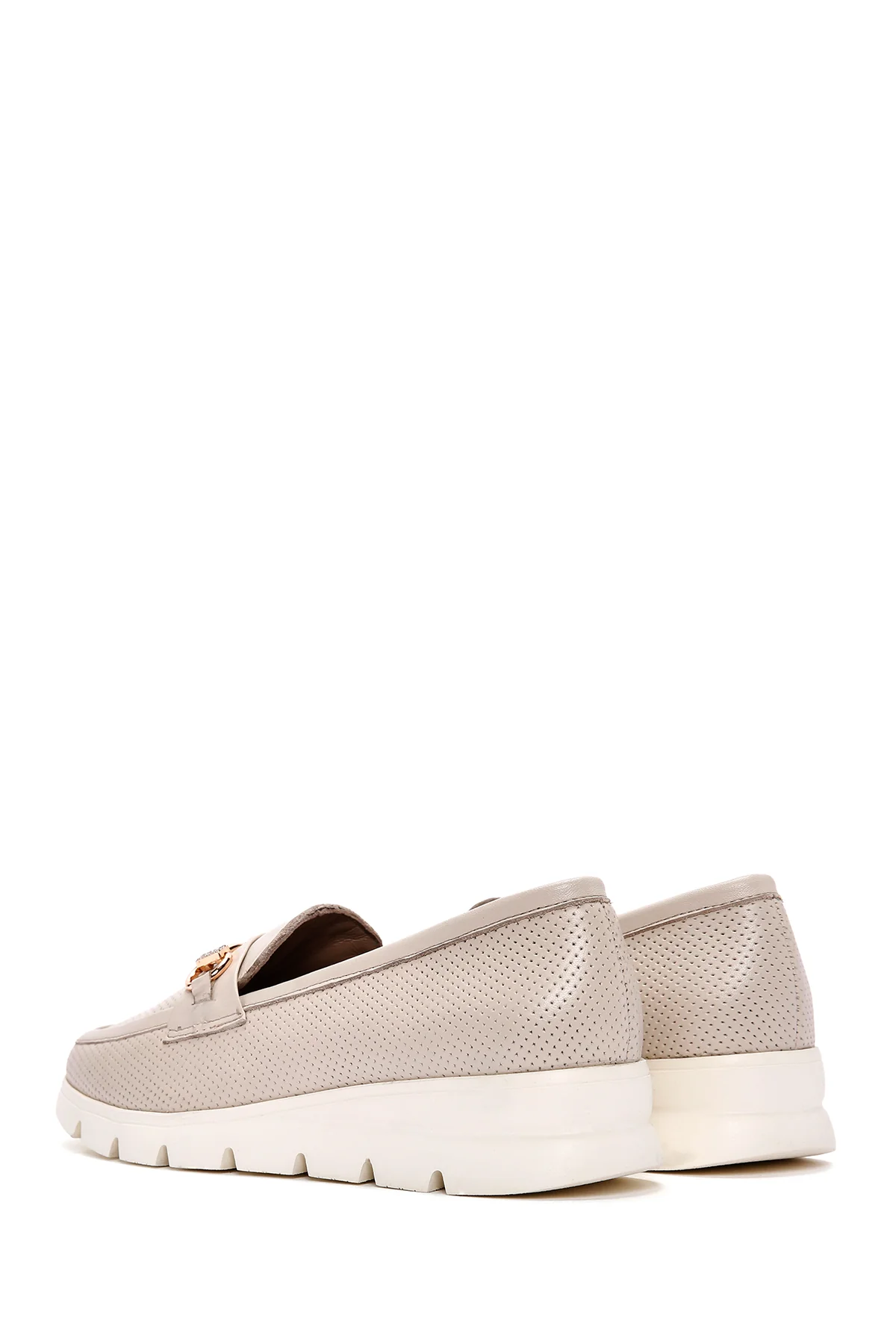 Kadın Krem Deri Comfort Loafer - Image 5