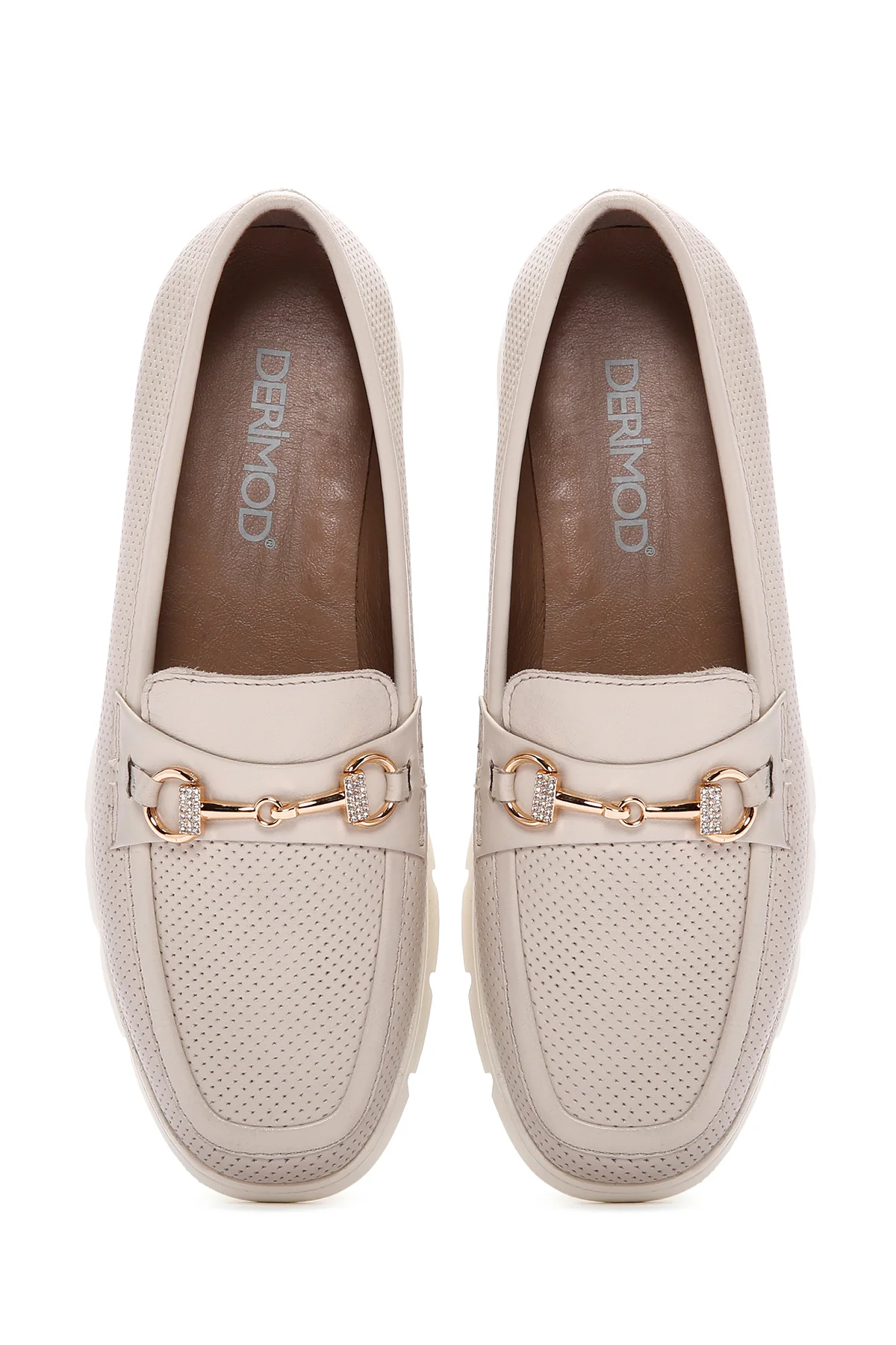 Kadın Krem Deri Comfort Loafer - Image 7
