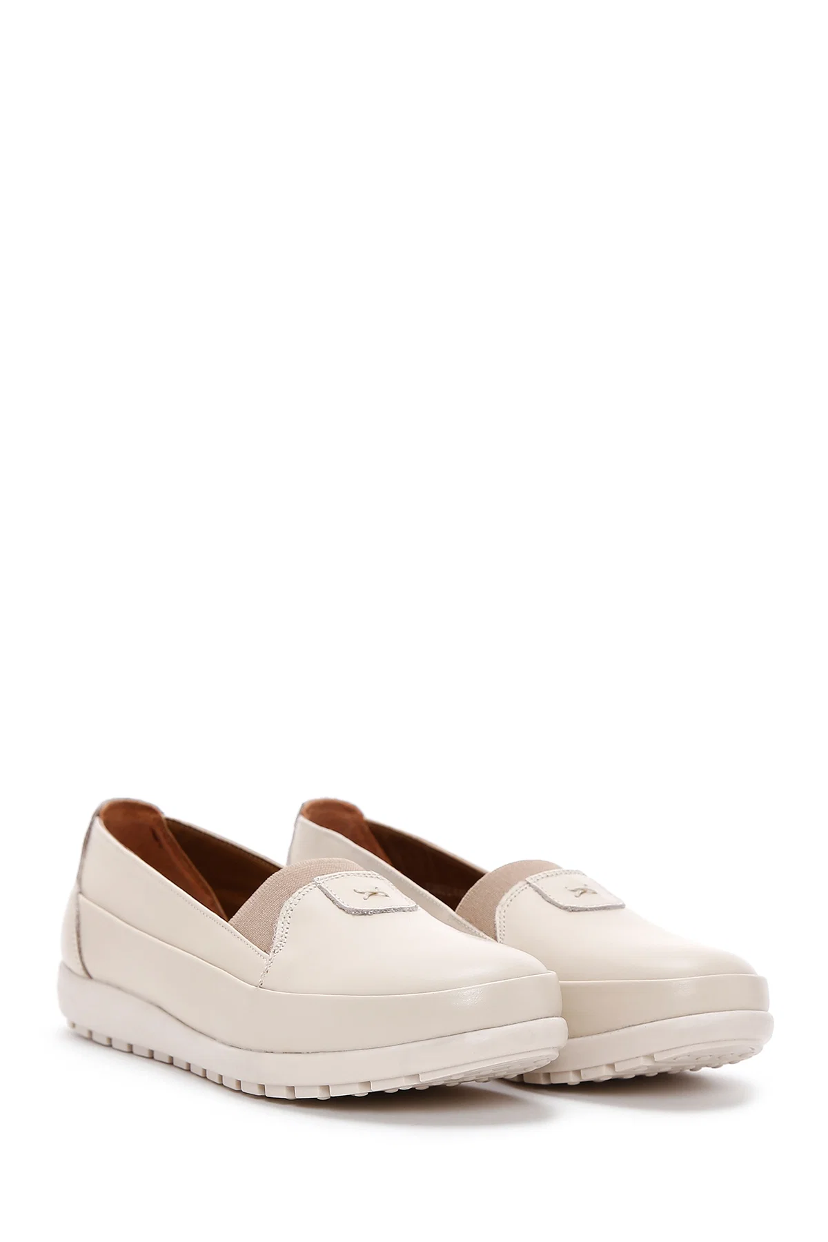 Kadın Krem Deri Comfort Loafer - Image 3