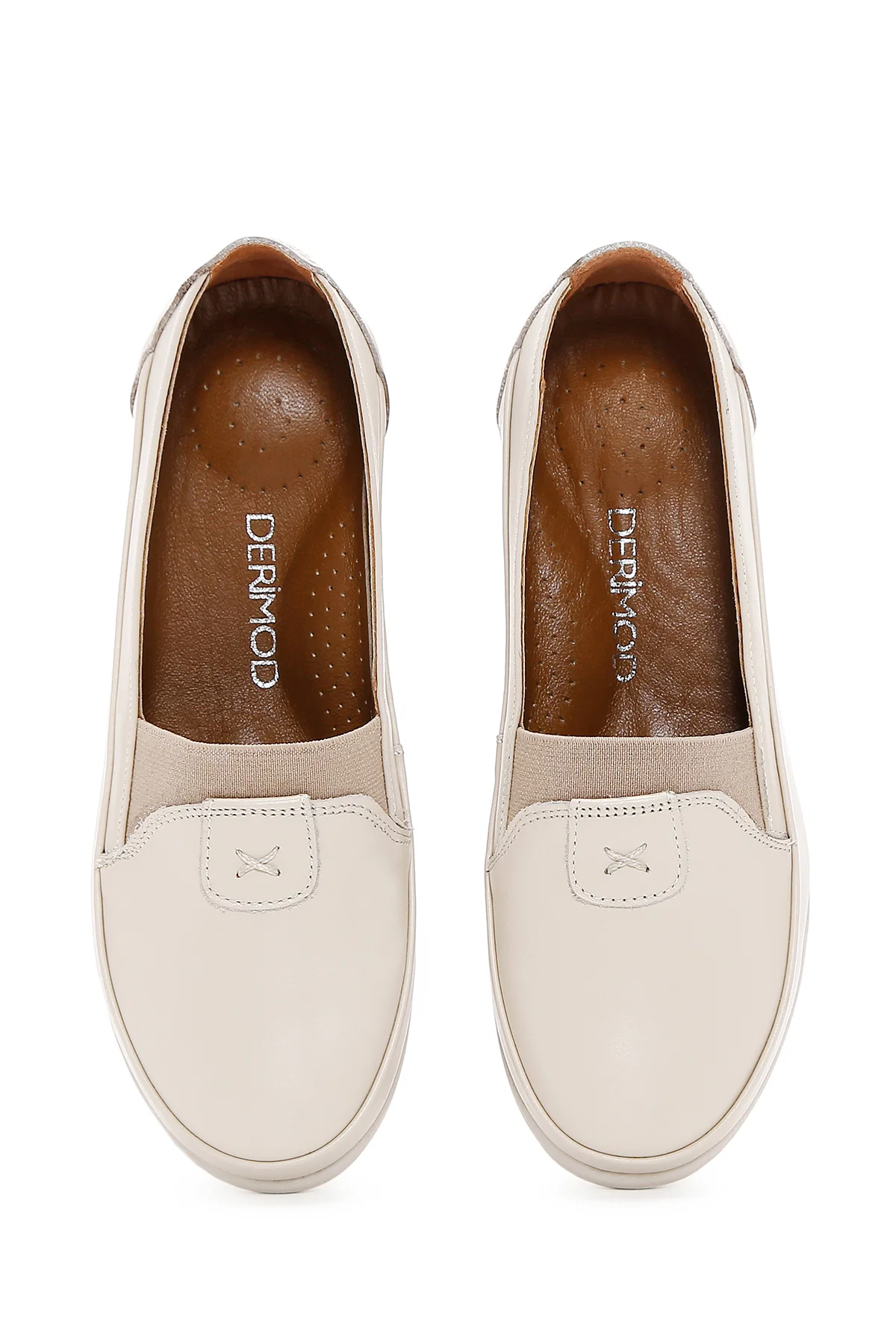 Kadın Krem Deri Comfort Loafer - Image 6