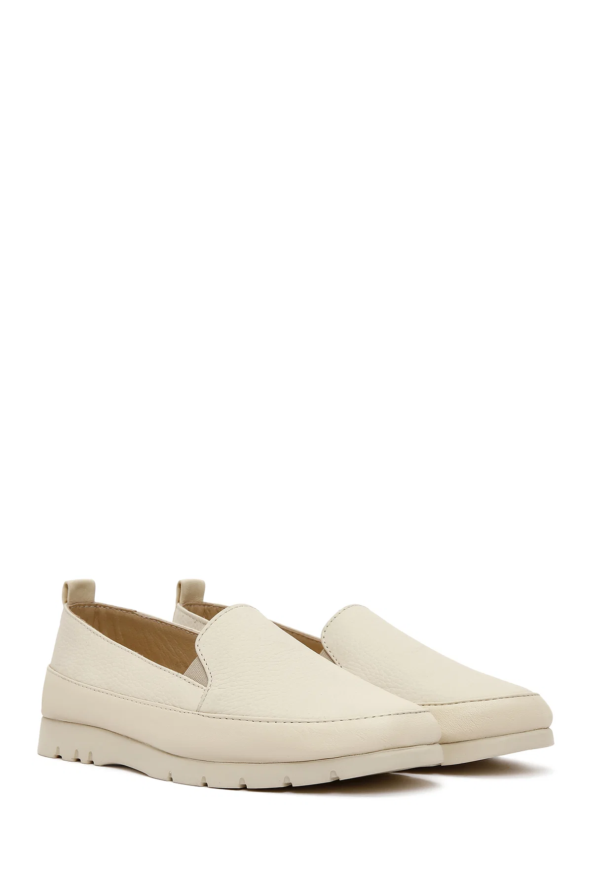 Kadın Krem Deri Comfort Loafer - Image 2