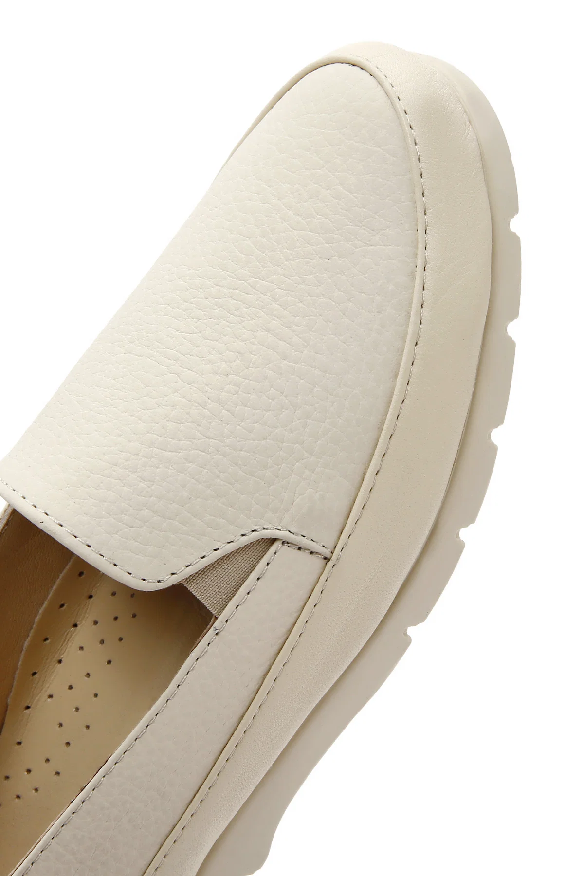 Kadın Krem Deri Comfort Loafer - Image 9