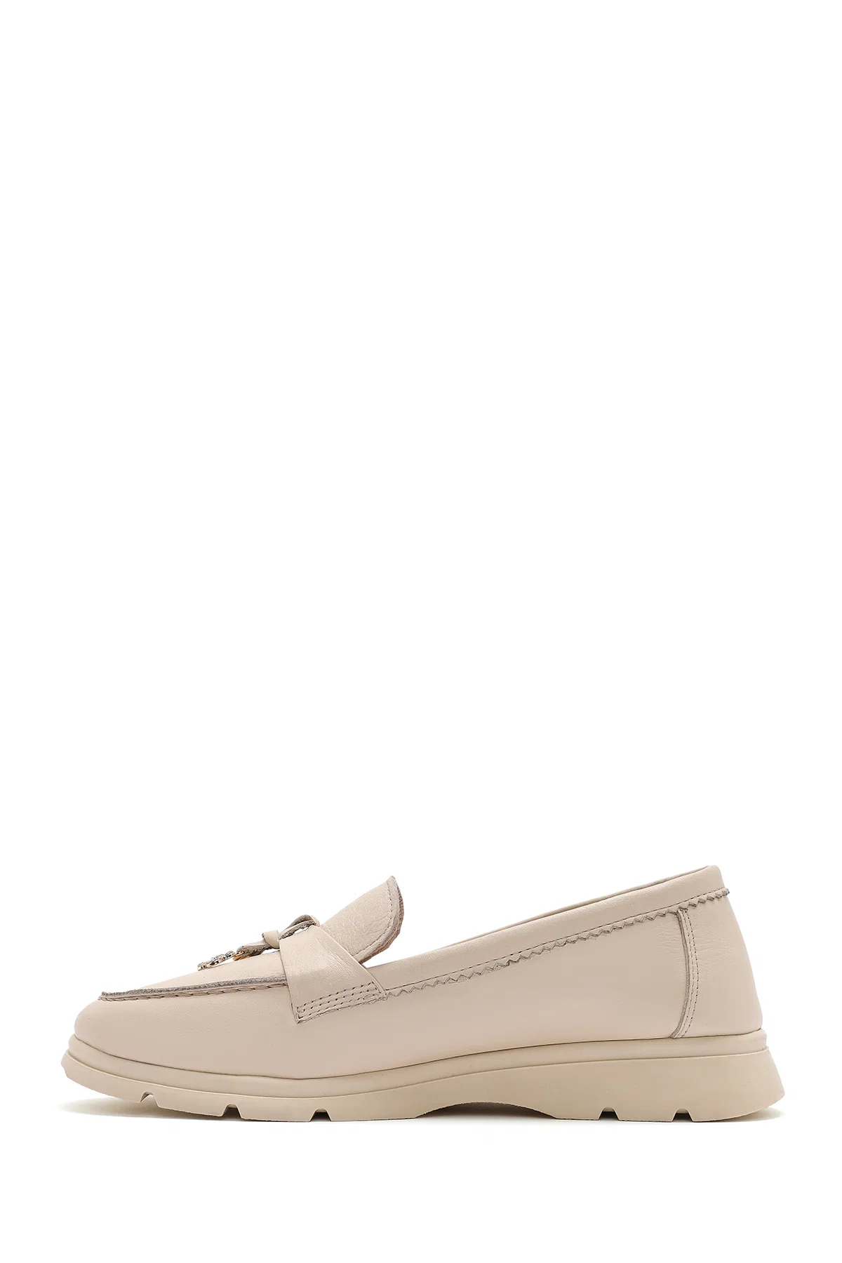 Kadın Krem Deri Comfort Loafer - Image 2