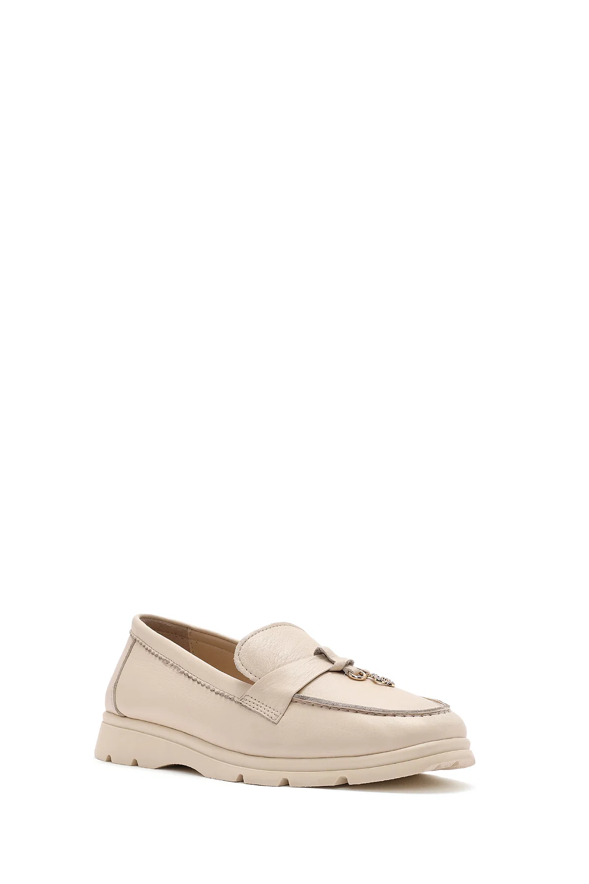 Kadın Krem Deri Comfort Loafer - Image 6