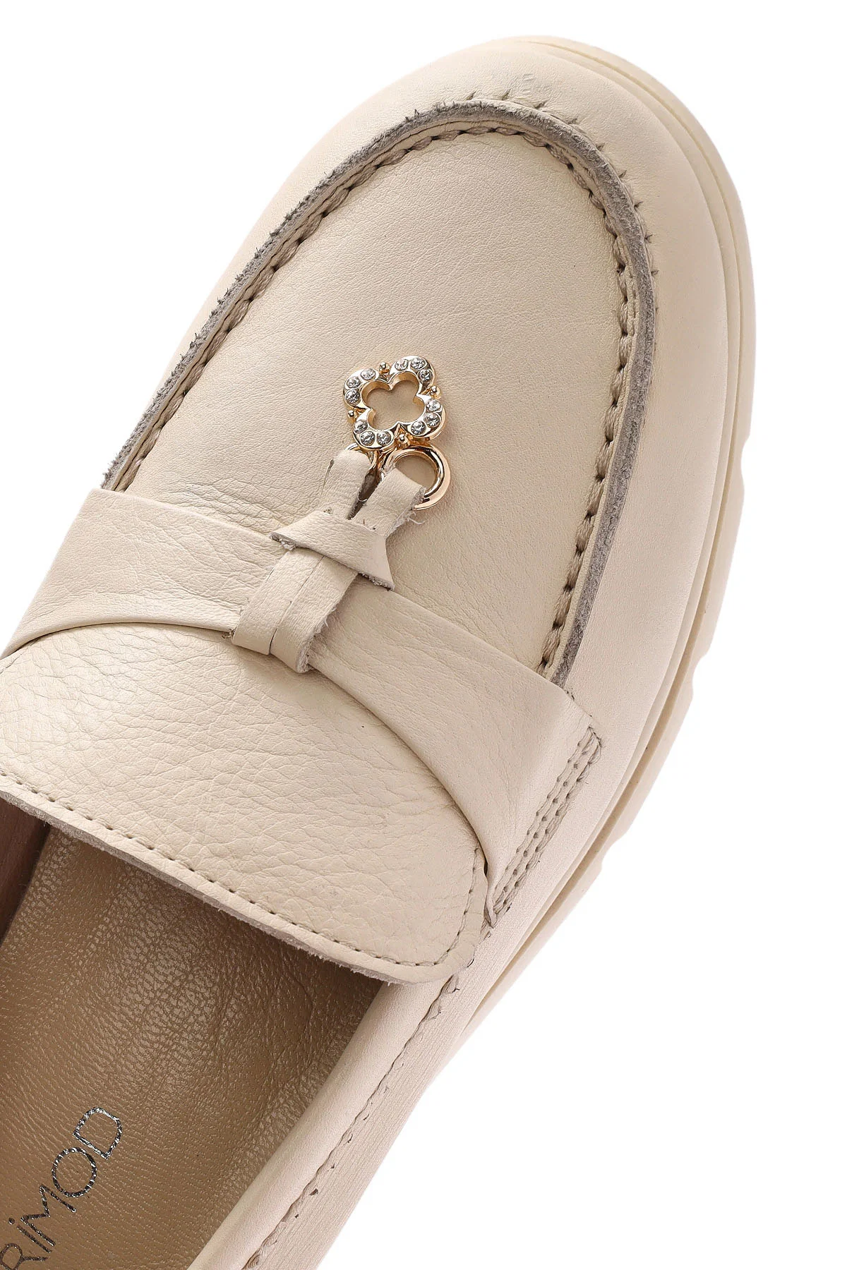 Kadın Krem Deri Comfort Loafer - Image 9