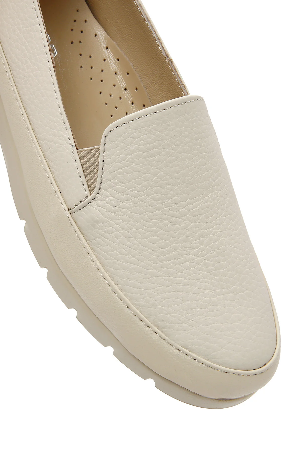 Kadın Krem Deri Konfor Loafer - Image 8