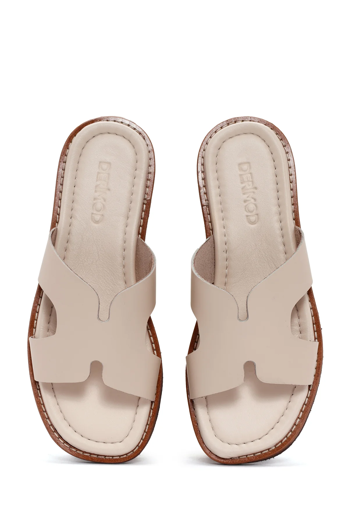 Kadın Krem Deri Comfort Terlik - Image 7