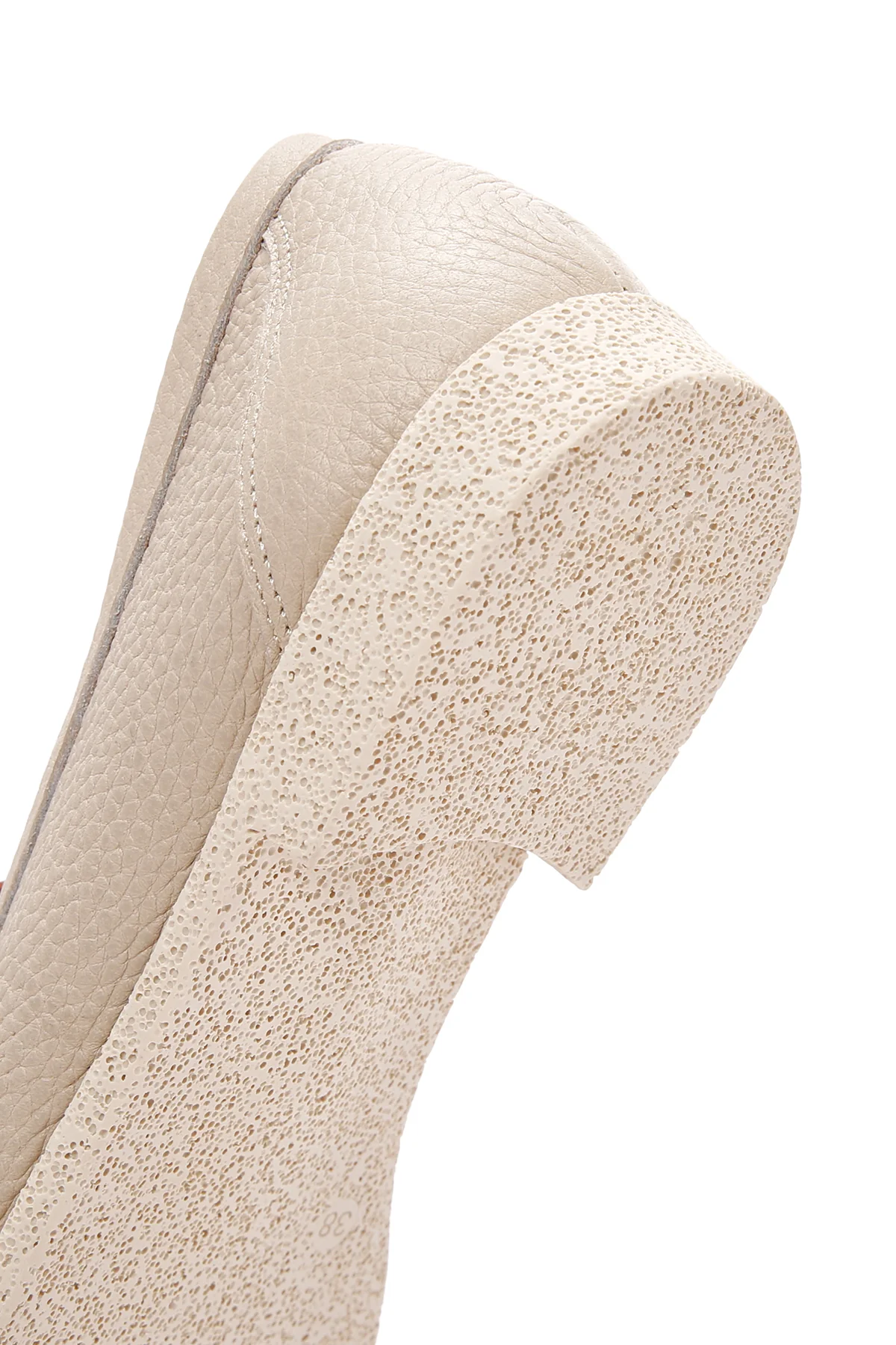 Kadın Krem Deri Maskülen Loafer - Image 9