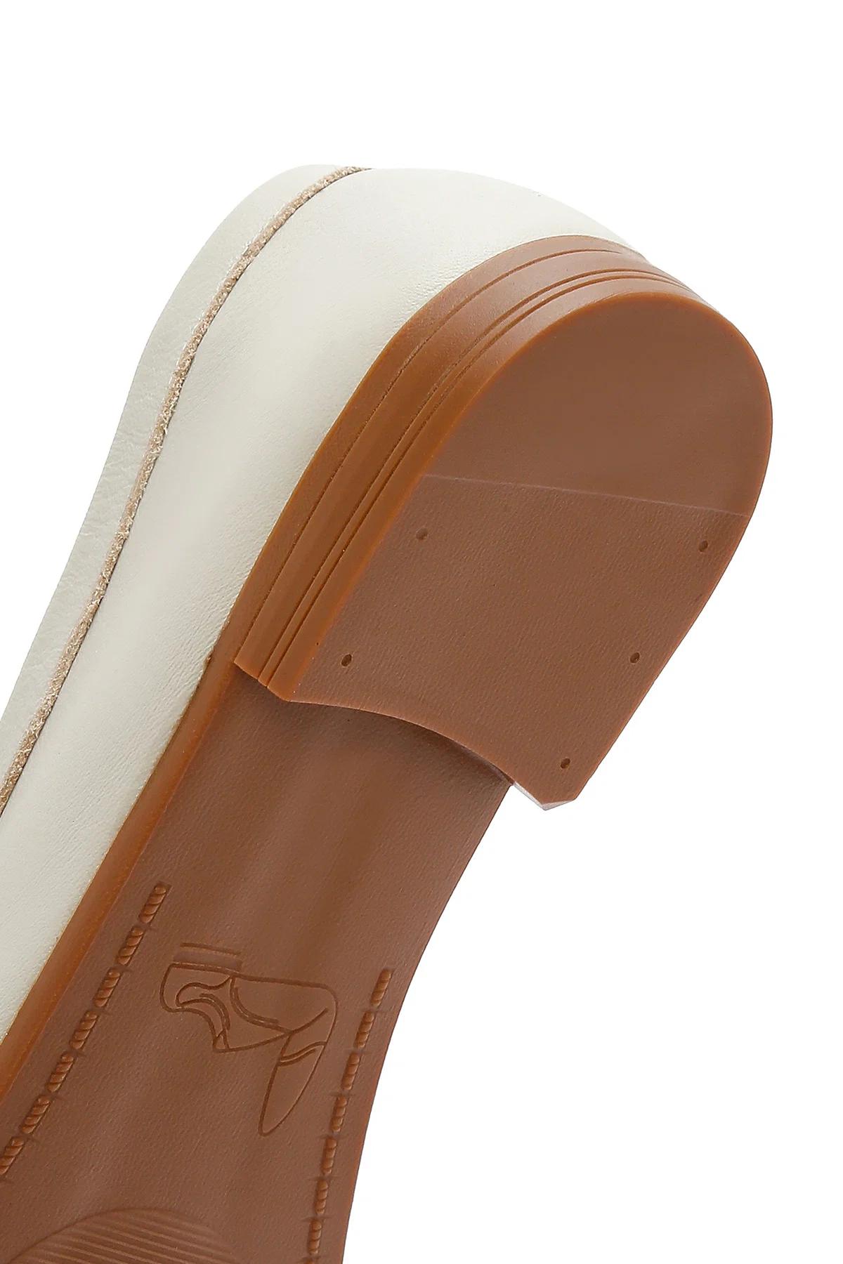 Kadın Krem Deri Maskülen Loafer - Image 9