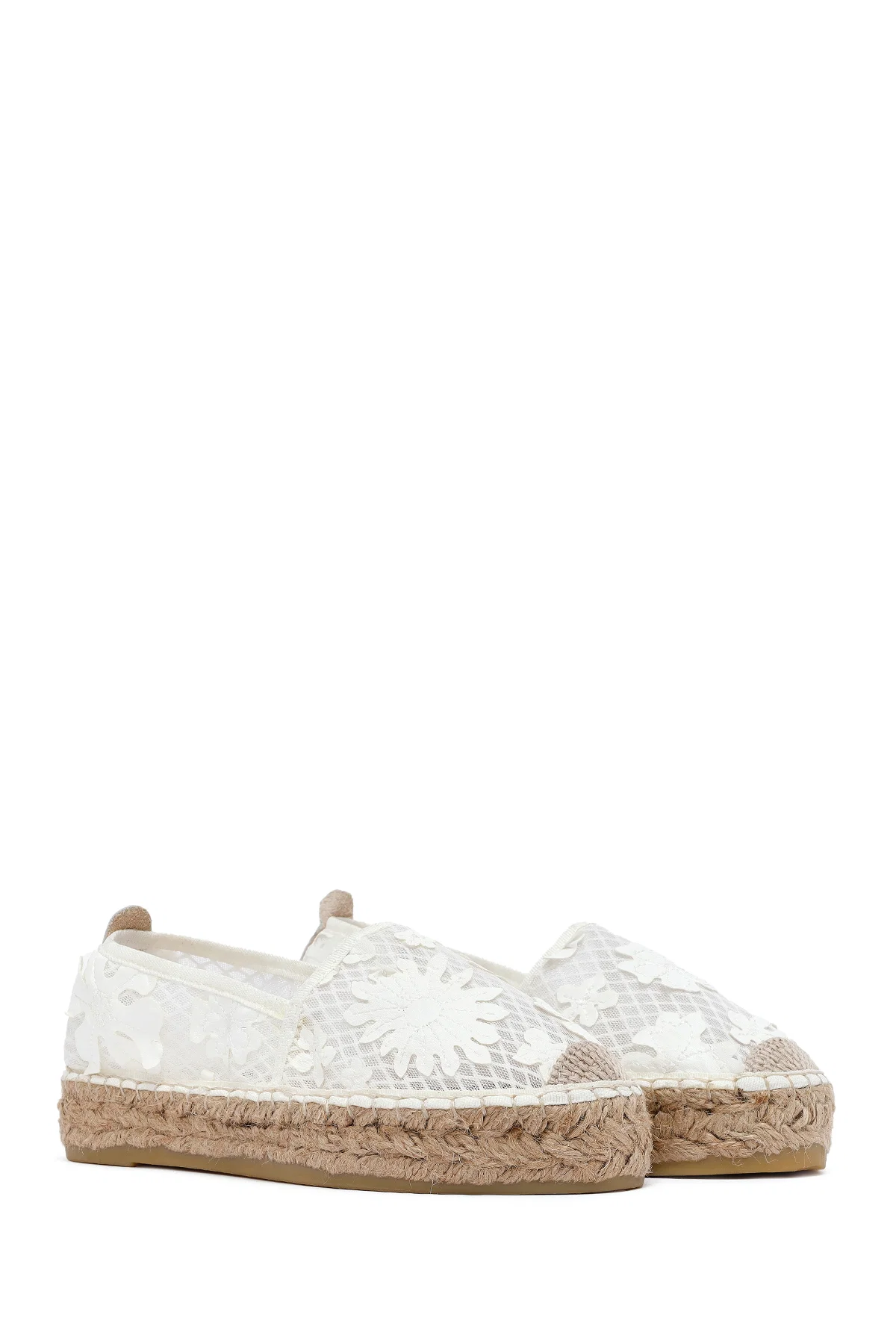 Kadın Krem Desenli Espadril - Image 3