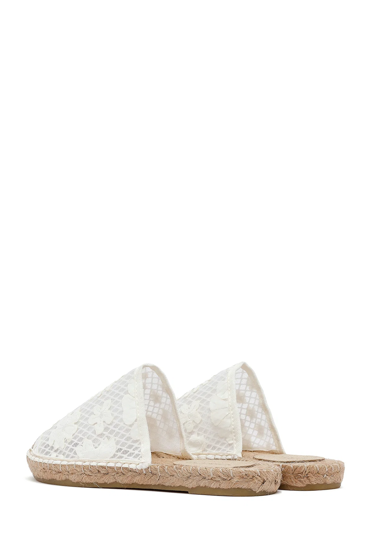 Kadın Krem Desenli Espadril Terlik - Image 5