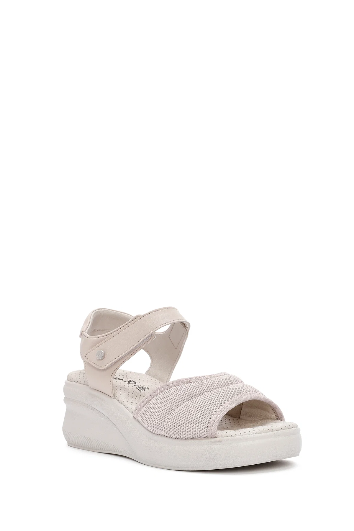 Kadın Krem Dolgu Topuklu Bilekten Bantlı Comfort Sandalet - Image 6