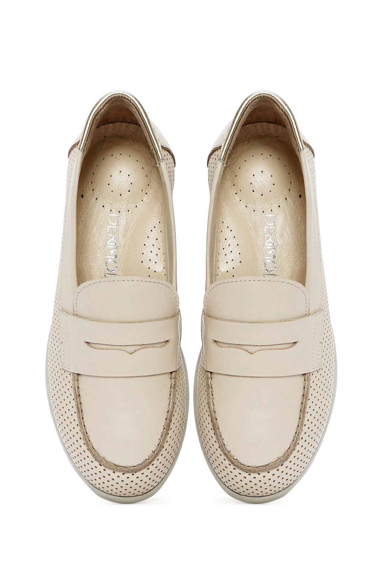 Kadın Krem Dolgu Topuklu Deri Comfort Loafer - Image 6