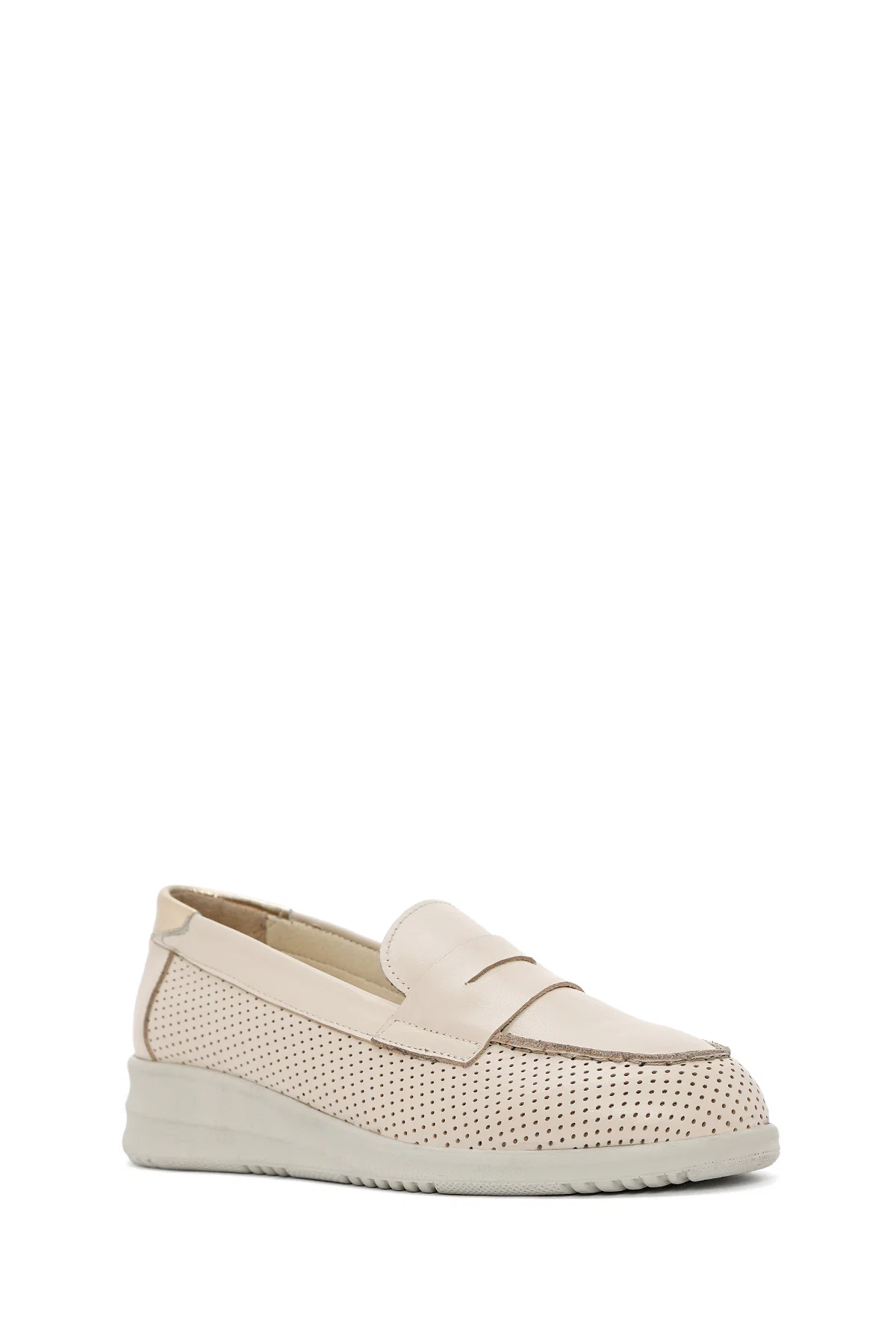 Kadın Krem Dolgu Topuklu Deri Comfort Loafer - Image 7