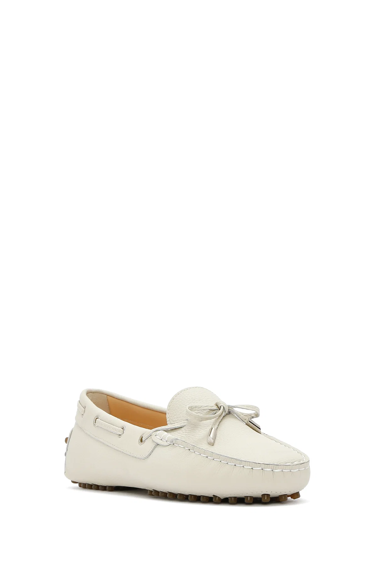 Kadın Krem Fiyonklu Deri Loafer - Image 6