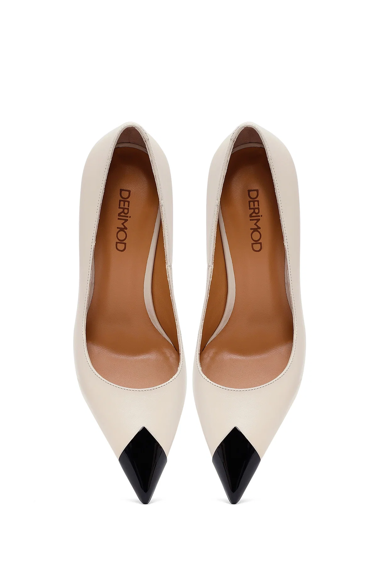 Kadın Krem İnce Topuklu Deri Stiletto - Image 9