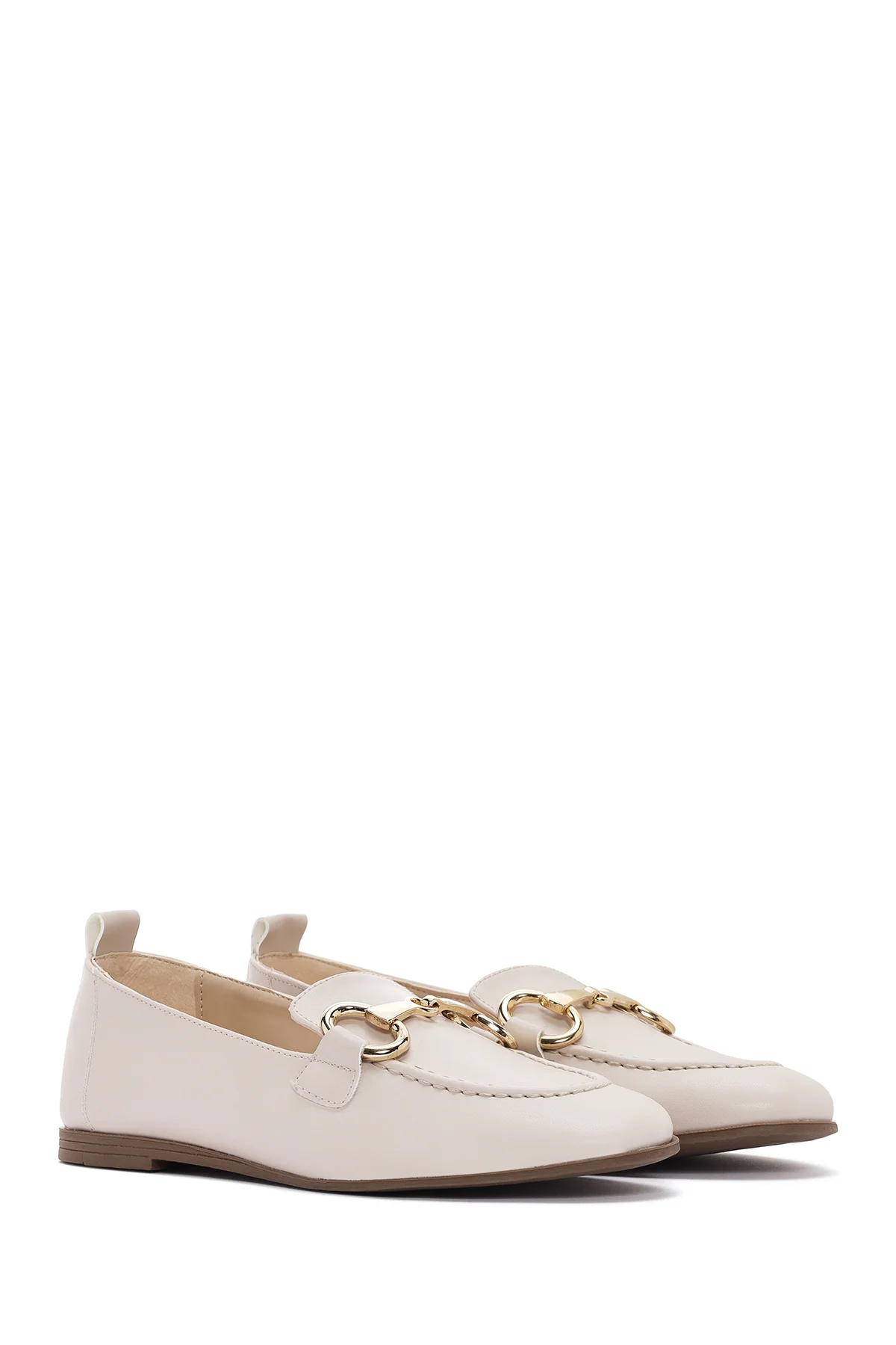 Kadın Krem Maskülen Loafer - Image 3